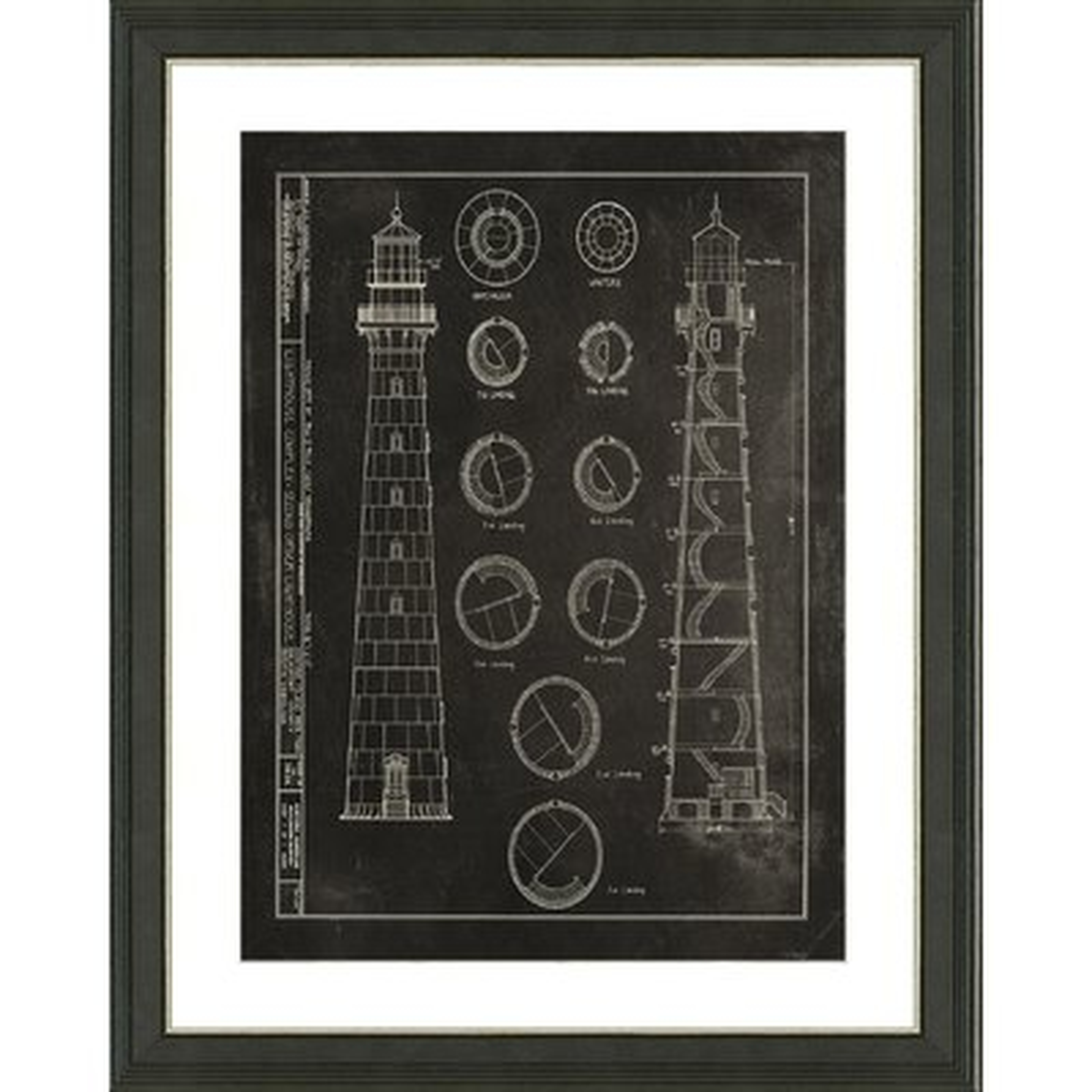 'Slate Lighthouse Patent IV' Framed Graphic Art Print - Wayfair