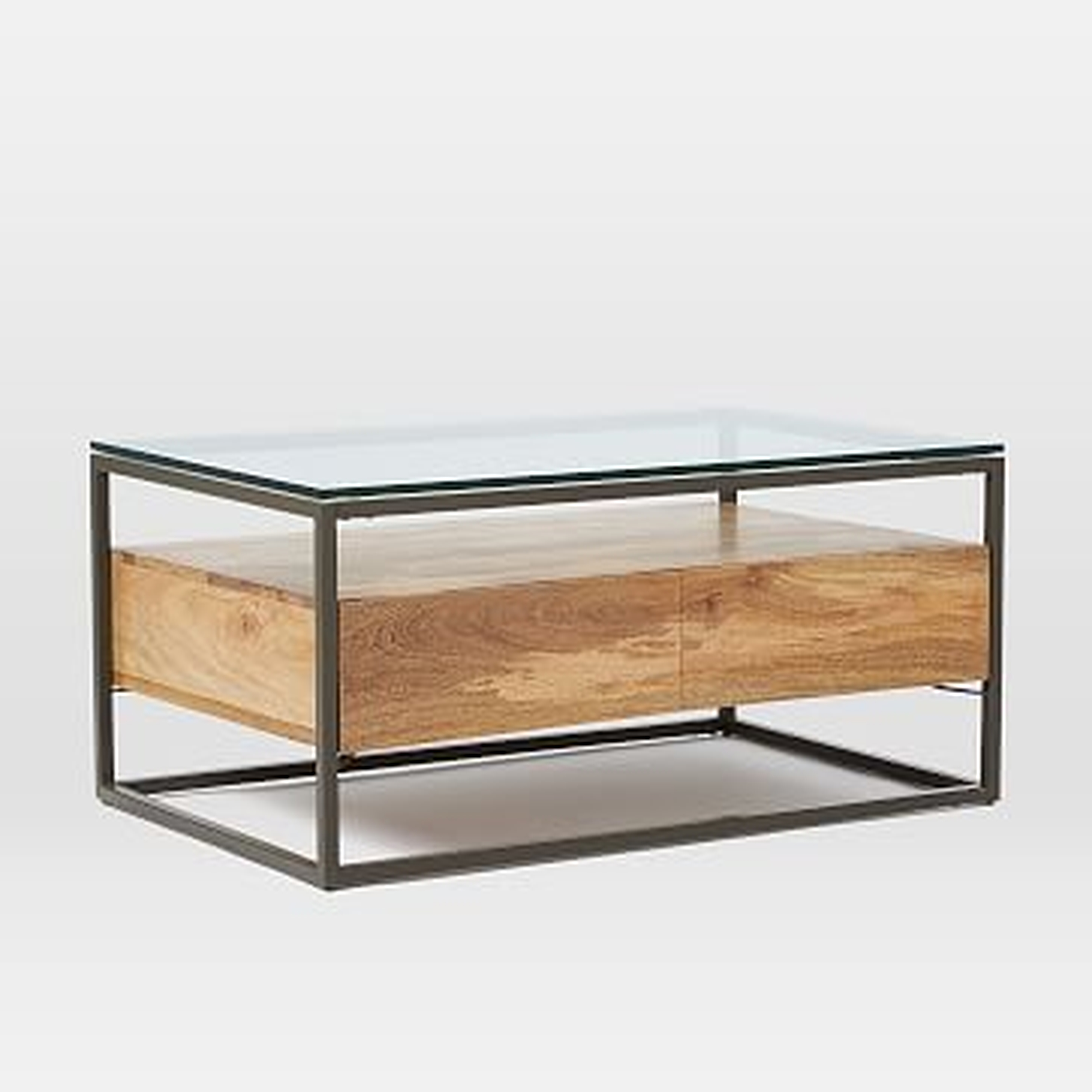 Box Frame Storage Coffee Table - Raw Mango / Antique Bronze - West Elm