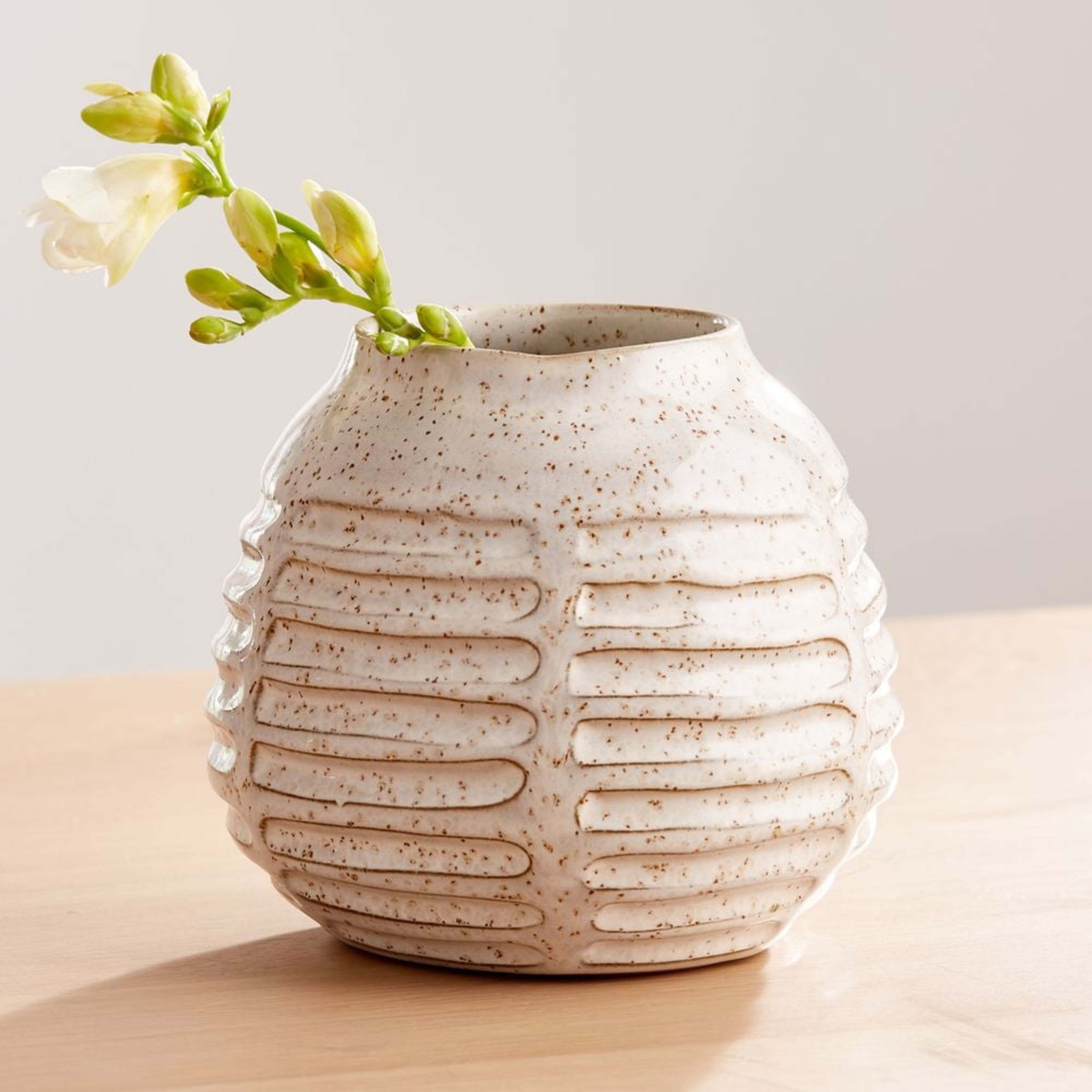 Mara Cream Vase Small - Crate and Barrel