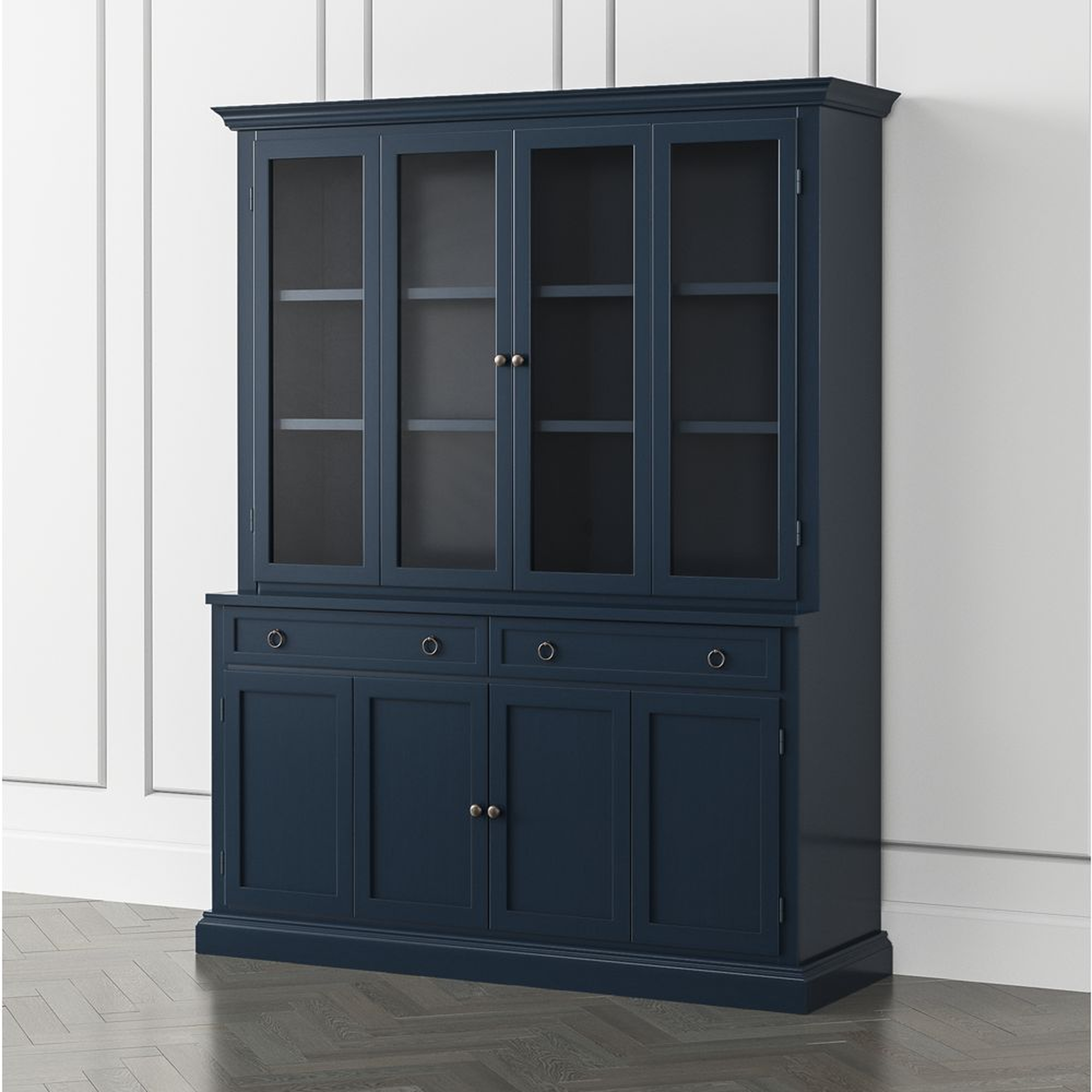 Cameo Indigo 2-Piece Entertainment Center with Wood and Glass Doors - Crate and Barrel