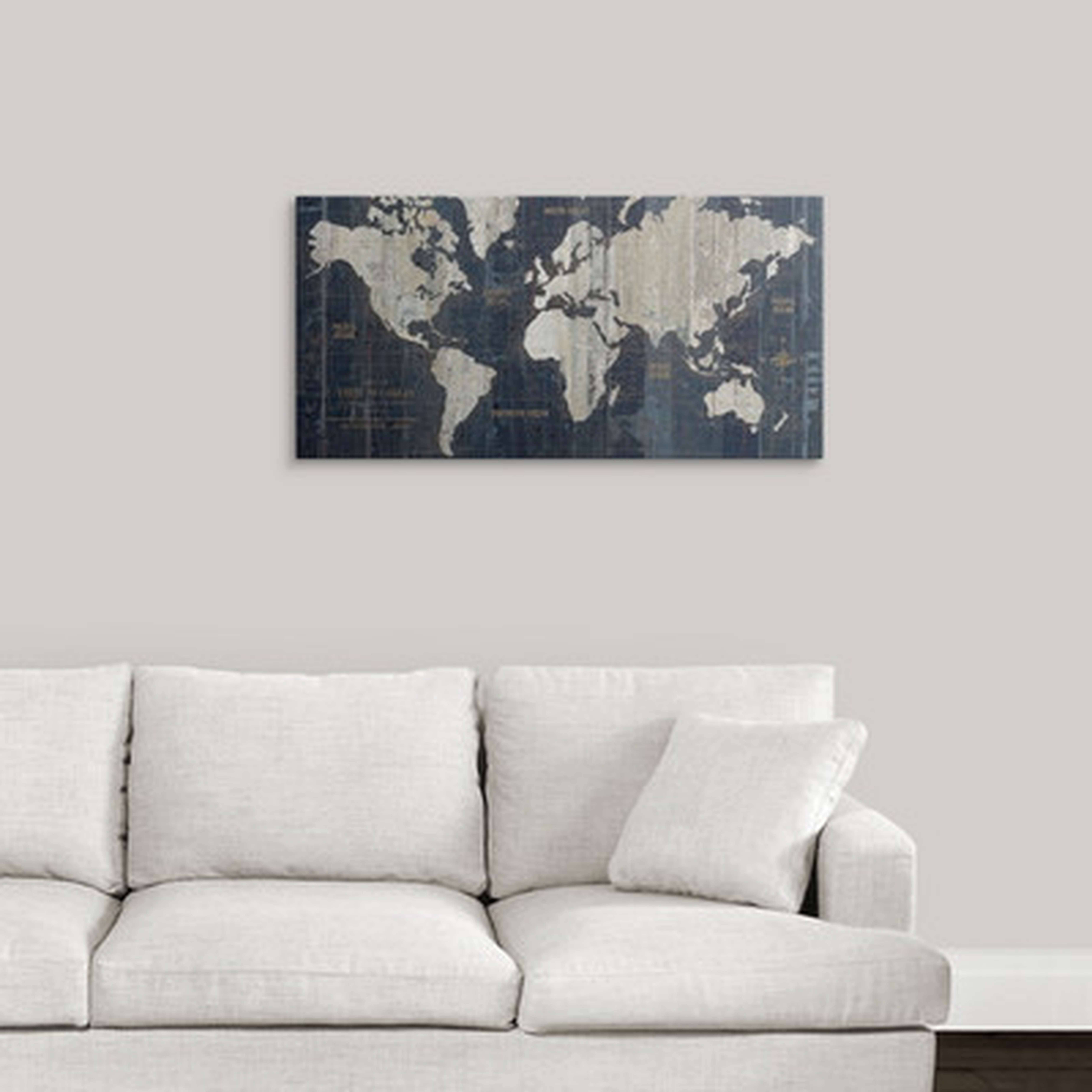 'Old World Map Blue' Graphic Art Print - Wayfair