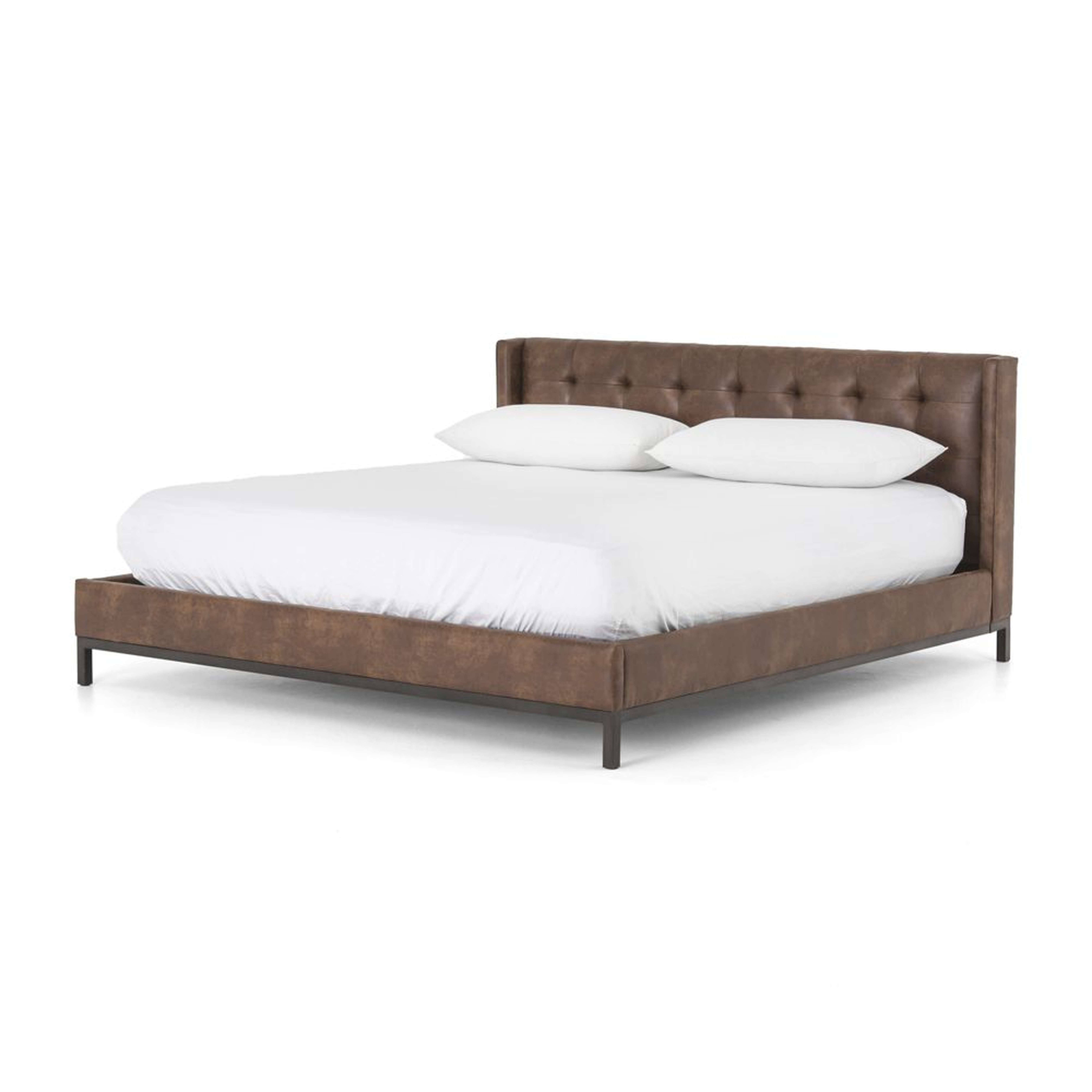 Newhall King Leather Tufted Bed - Crate and Barrel
