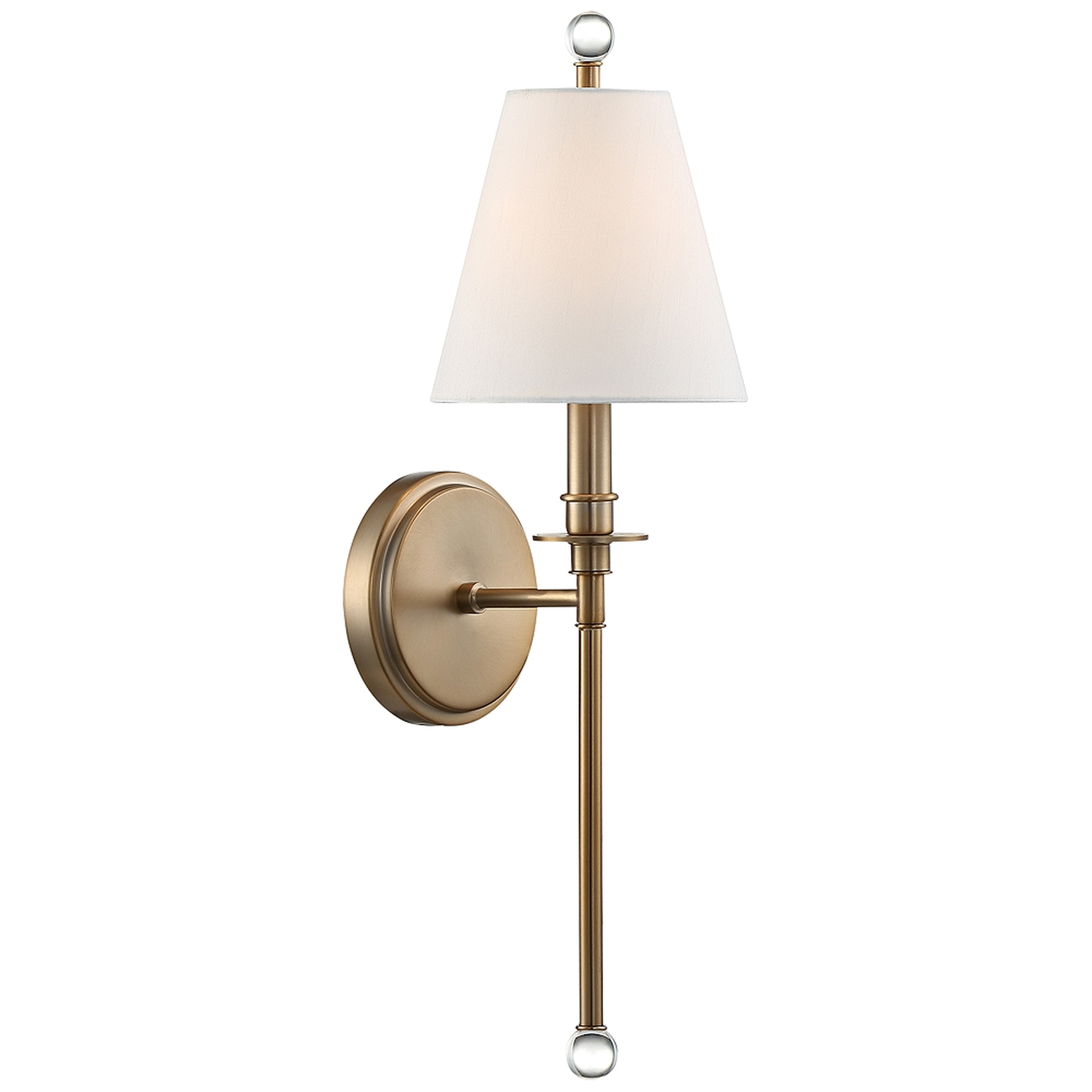 Crystorama Riverdale 14 1/2" High Aged Brass Wall Sconce - Style # 55V16 - Lamps Plus