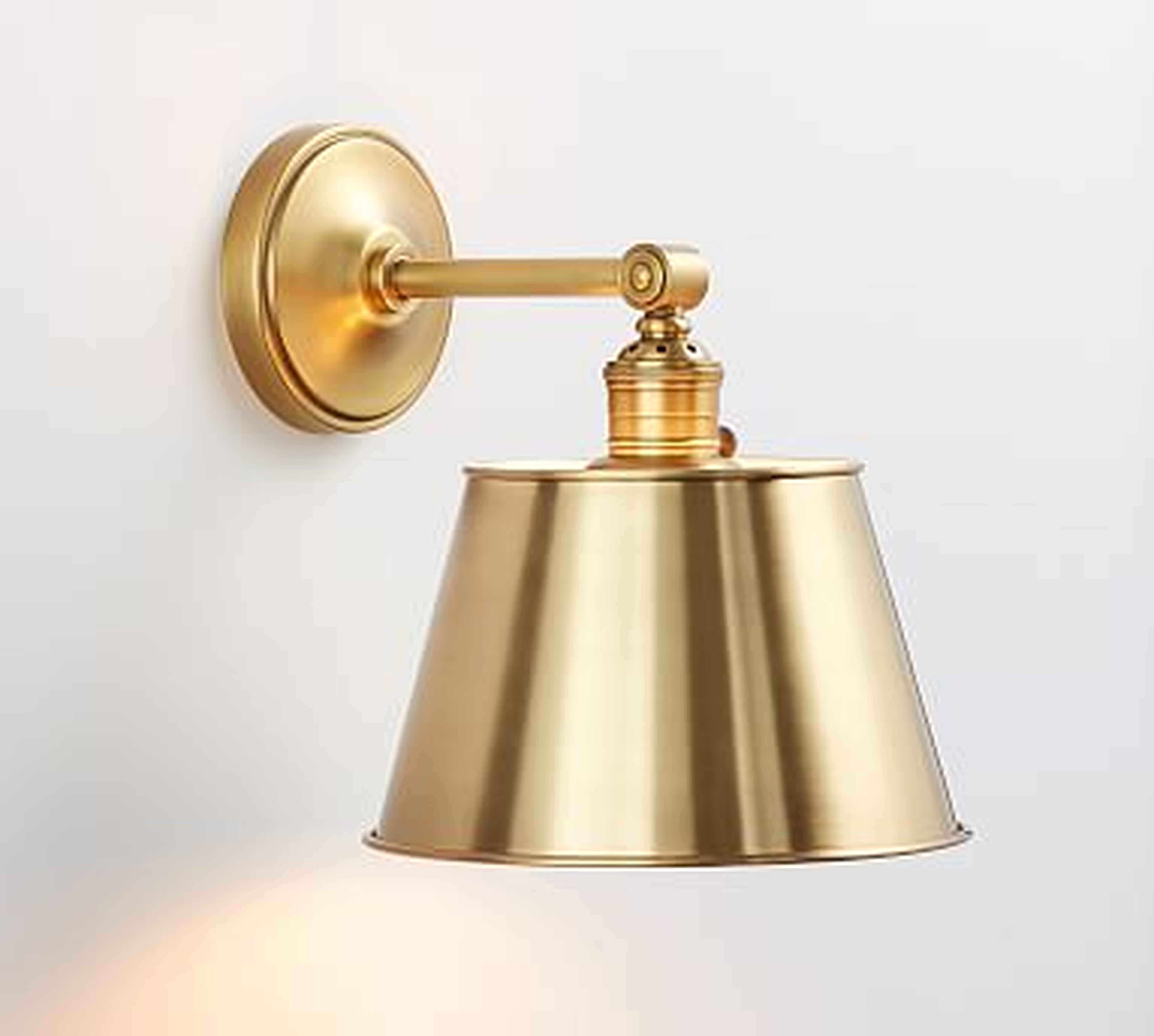 Brass Tapered Metal Hood with Brass Sconce, Brass - Pottery Barn
