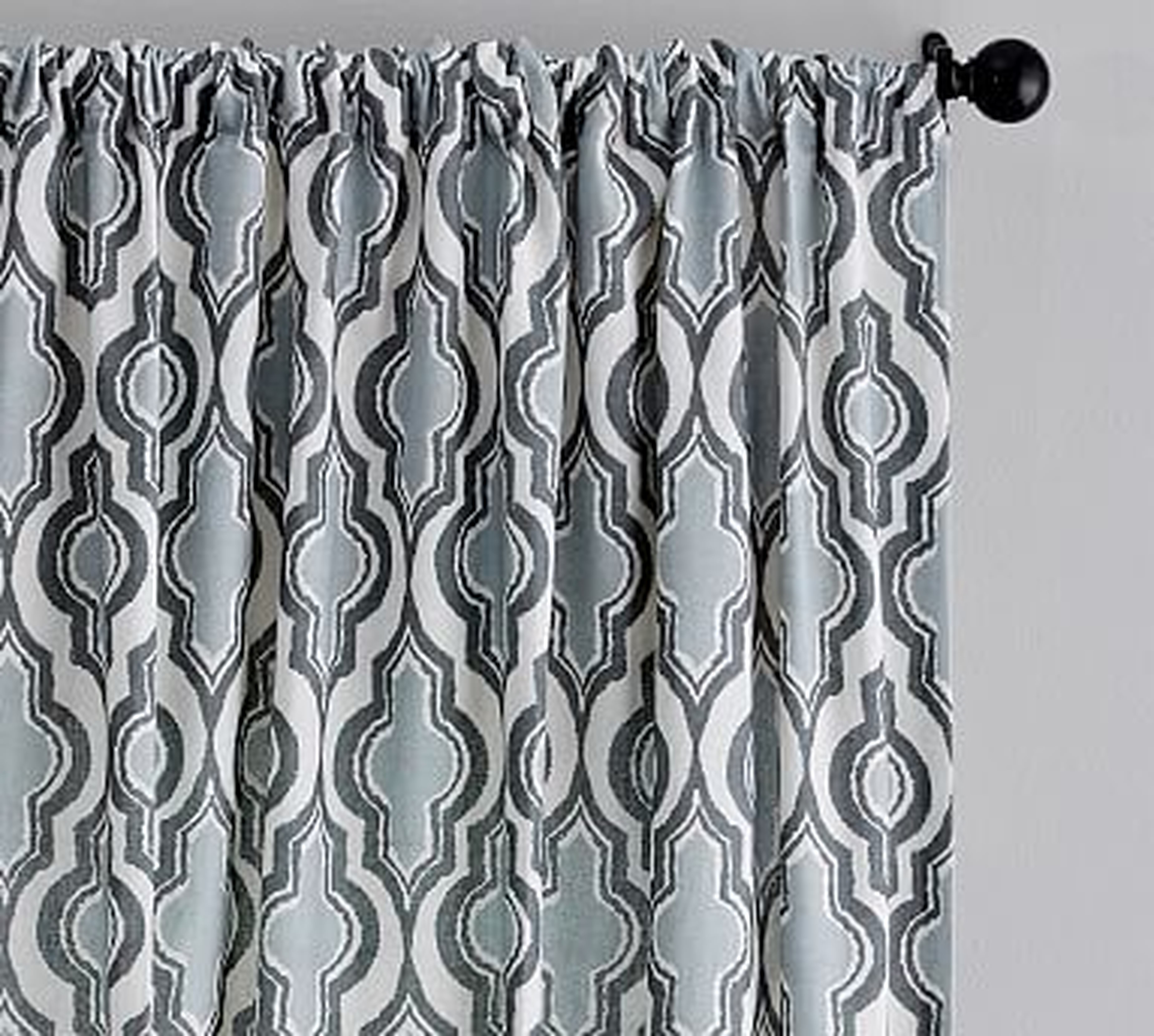 Addie Print Linen/Cotton Rod Pocket Curtain, Gray, 96 X 50" - Pottery Barn