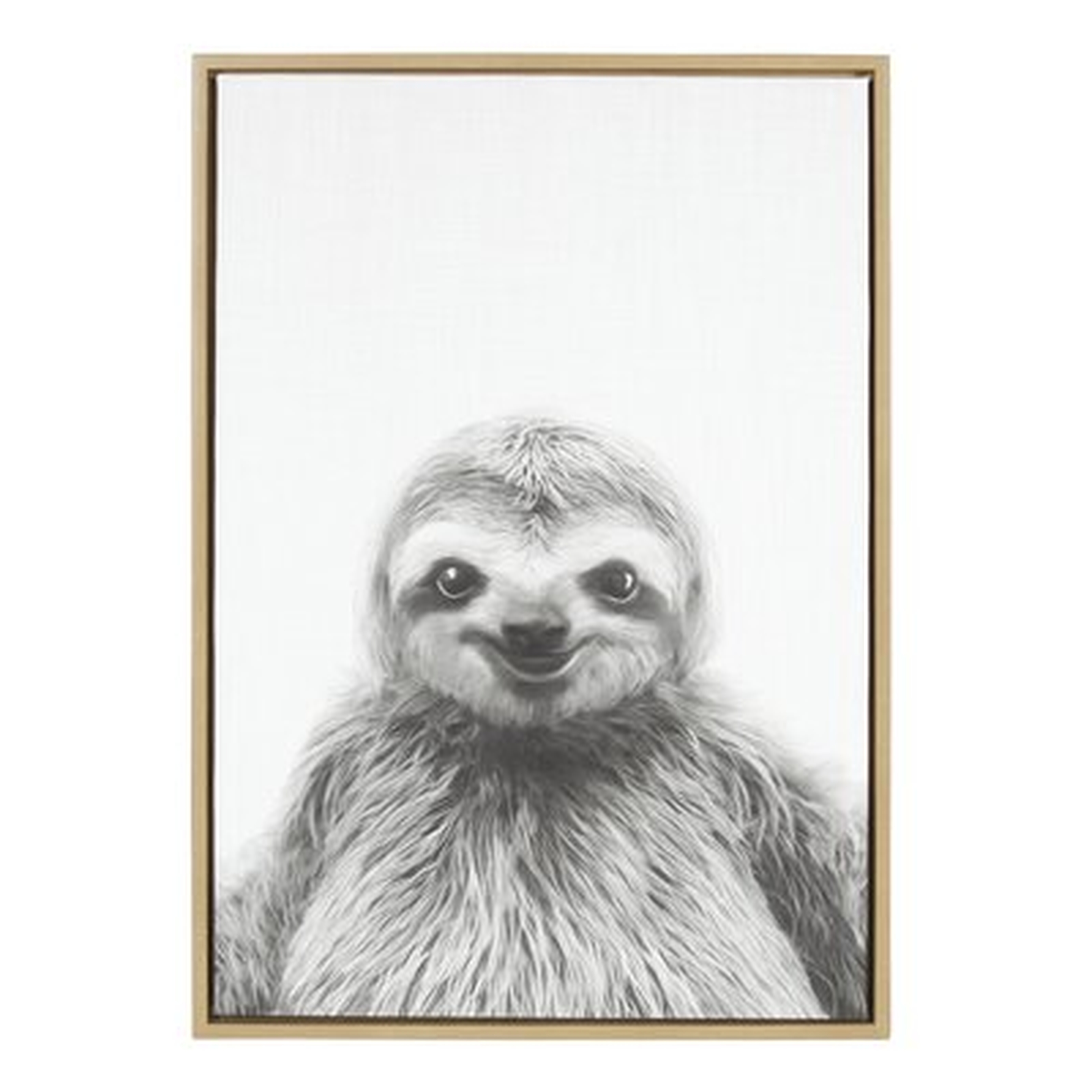 'Animal Print Sloth Portrait' Framed Photographic Print on Wrapped Canvas - AllModern