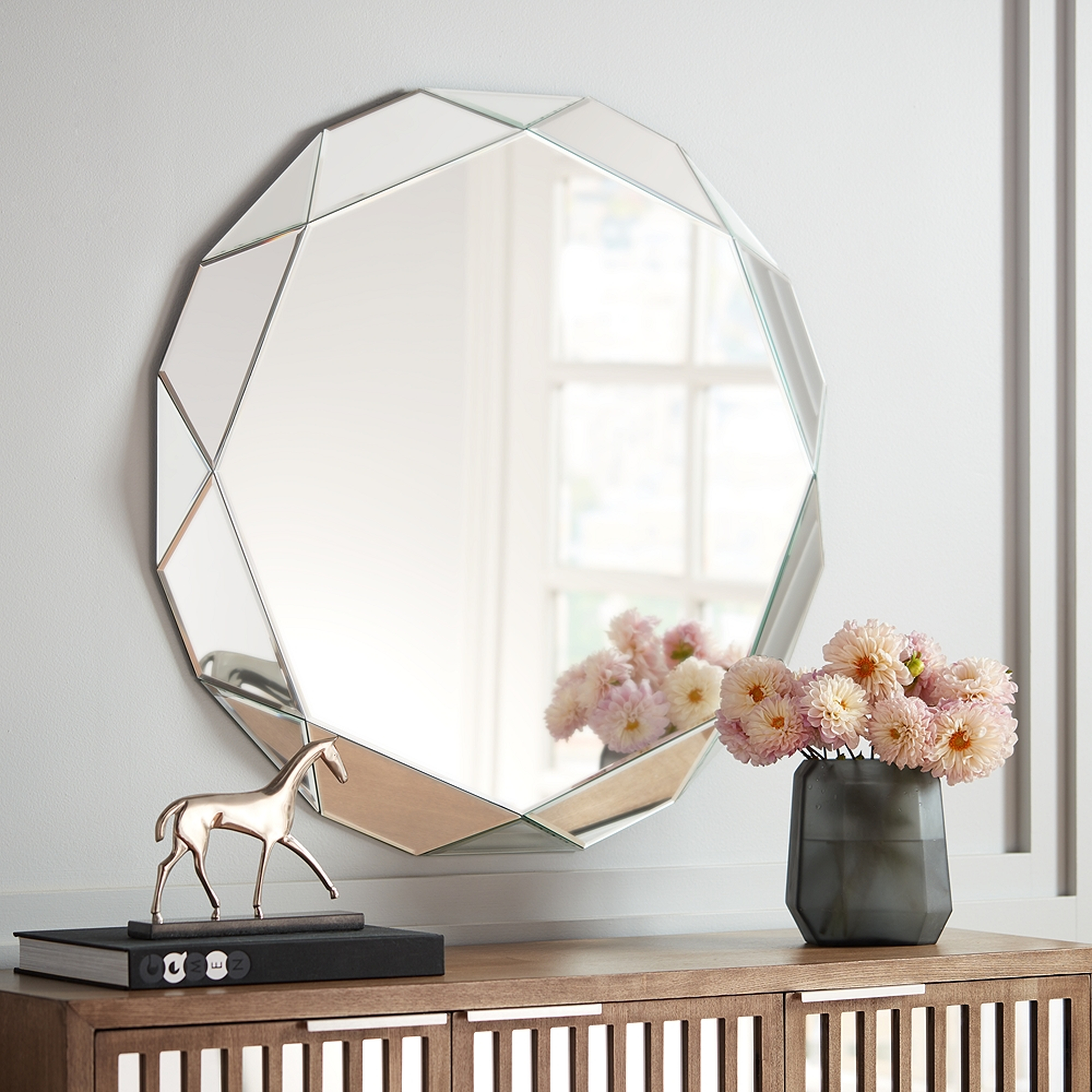 Griffin Geometric Angle Cut 33" Round Wall Mirror - Style # 24K38 - Lamps Plus