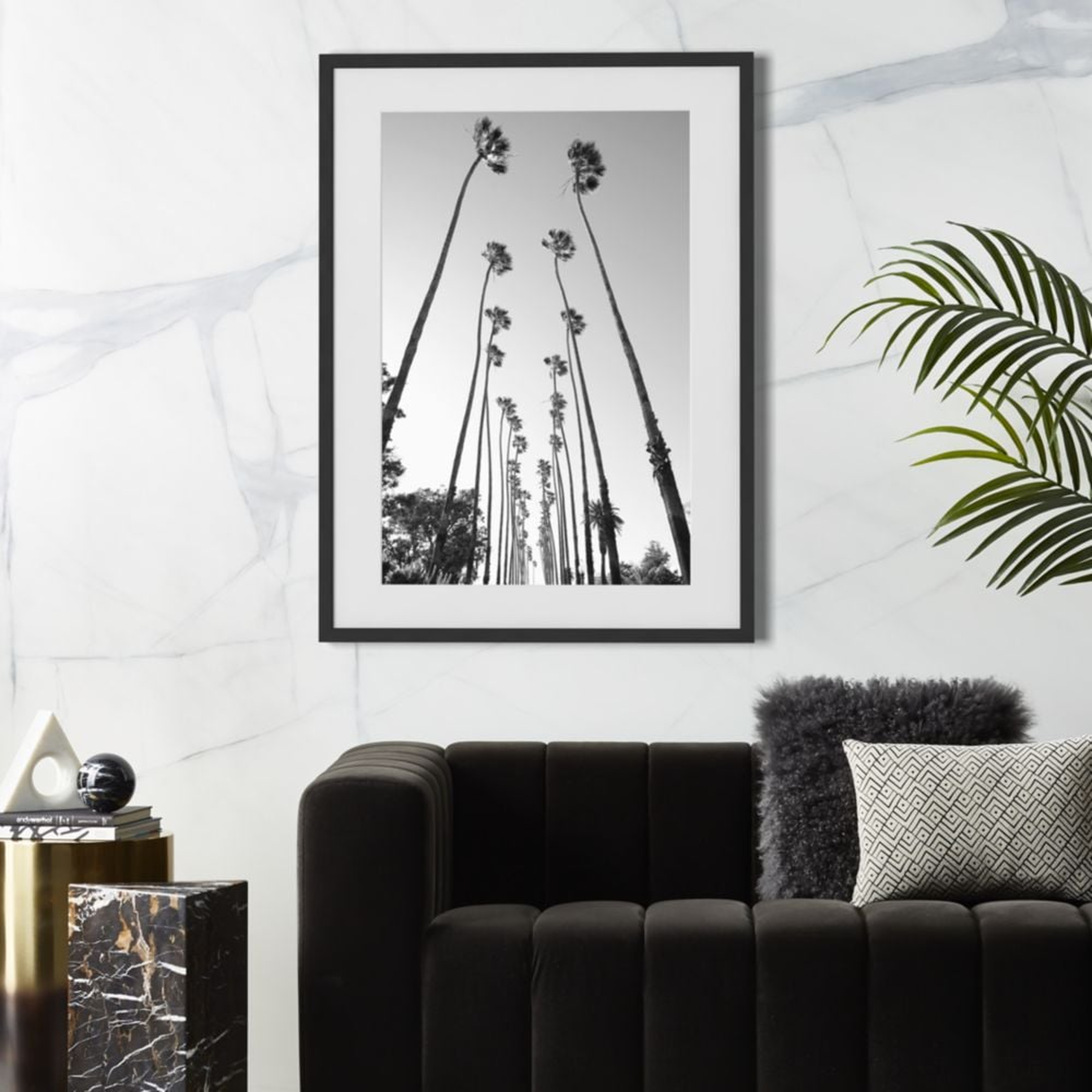 'Palm Trees Road' Photographic Print in Black Frame 28.5"x39.5" - CB2