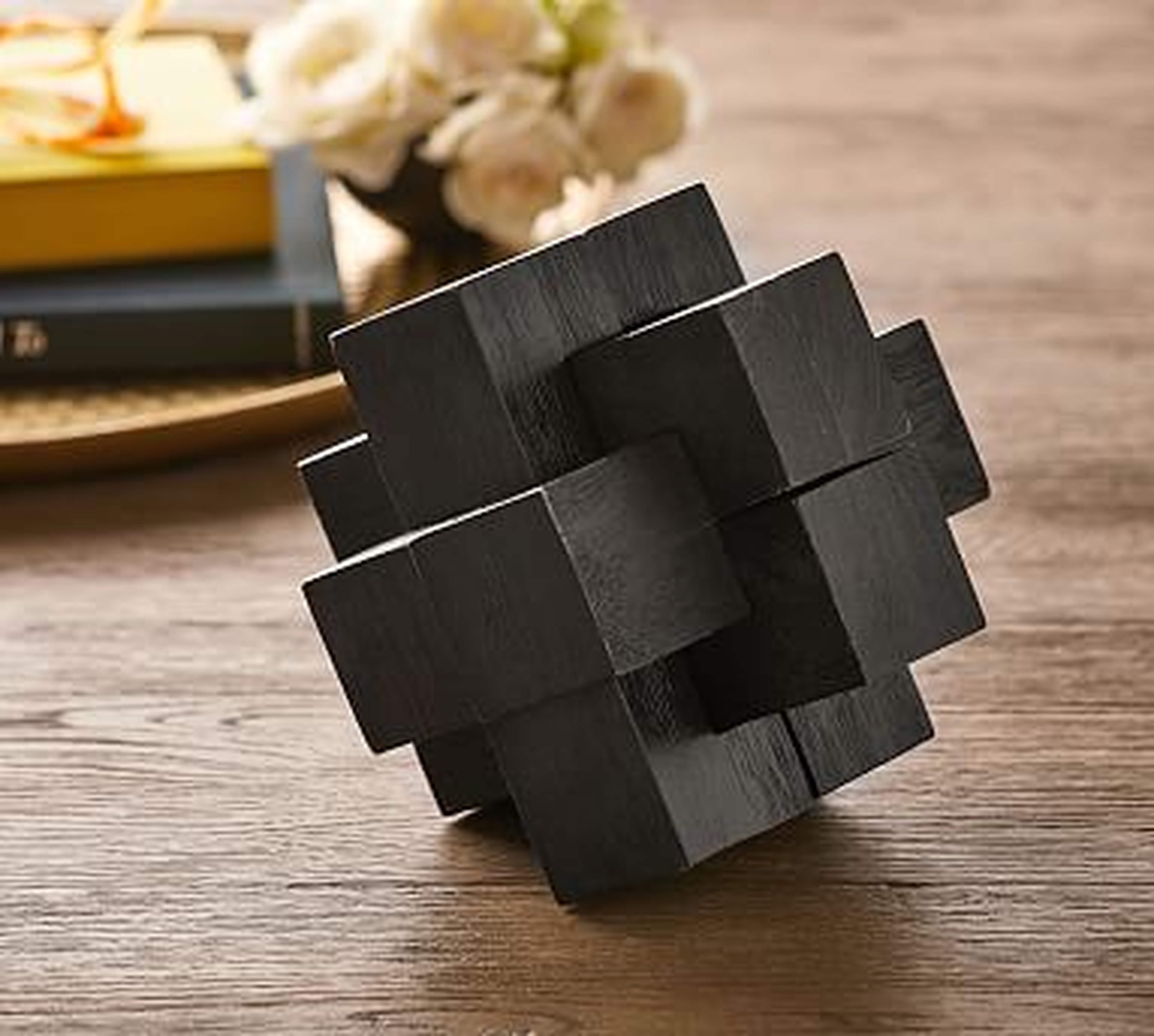 Theodore Puzzle Block Game, Charcoal Wood - Pottery Barn