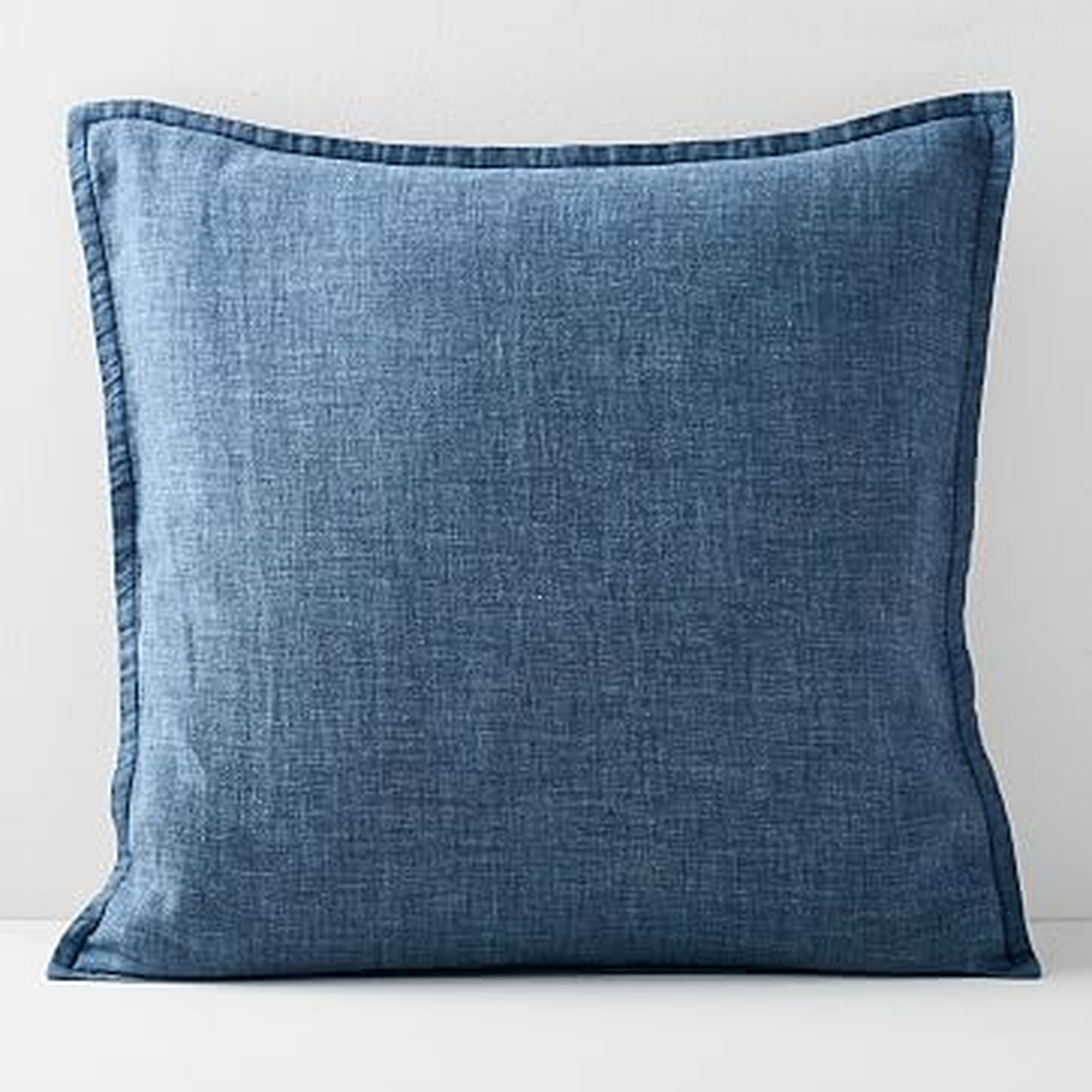Belgian Flax Linen Pillow Cover, Indigo, 20"x20" - West Elm