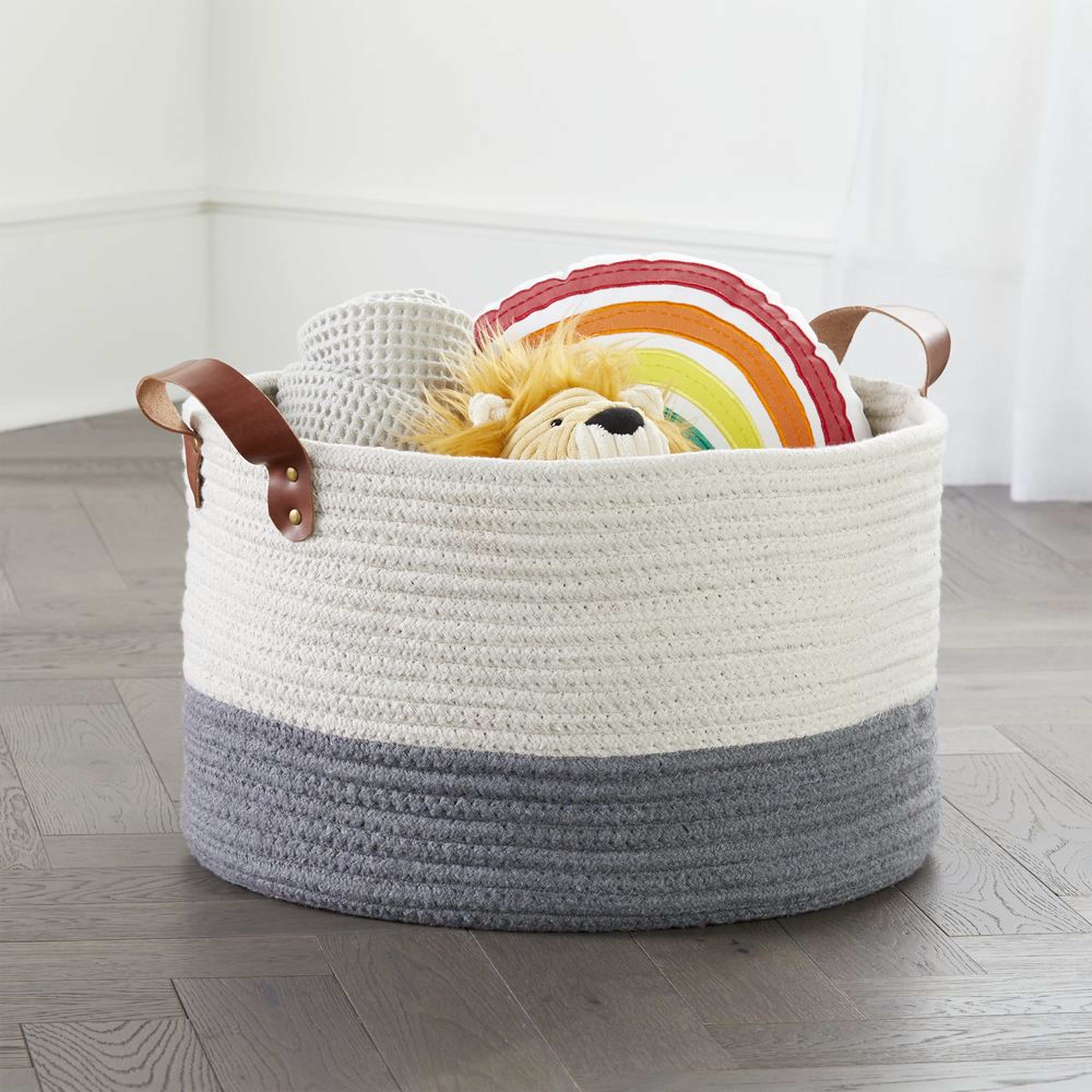 Leather Handle Large Floor Rope Basket - Crate and Barrel