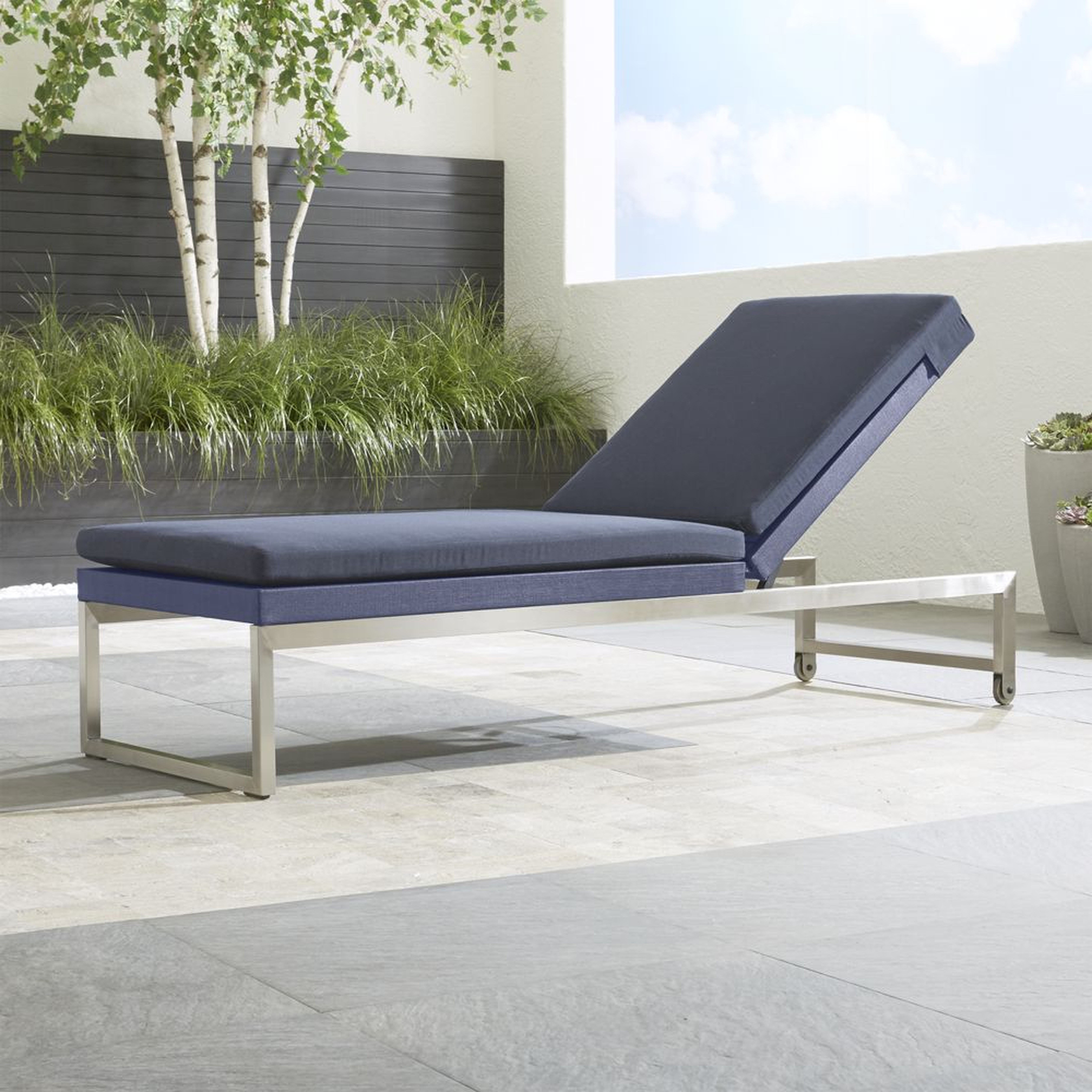 Dune Navy Outdoor Chaise Lounge with Sunbrella ® Cushion - Crate and Barrel