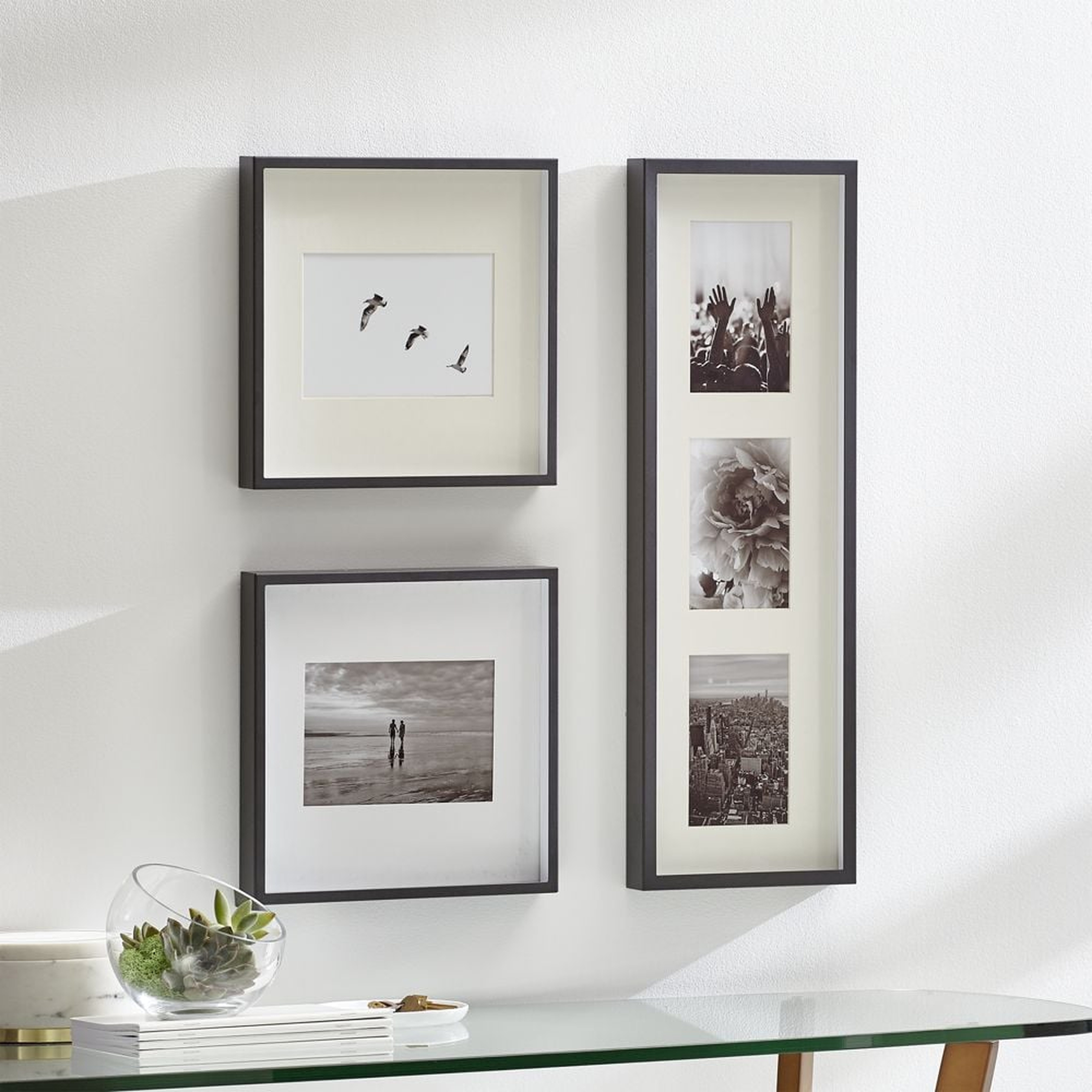 Brushed Black Picture Frame Gallery, Set of 3 - Crate and Barrel