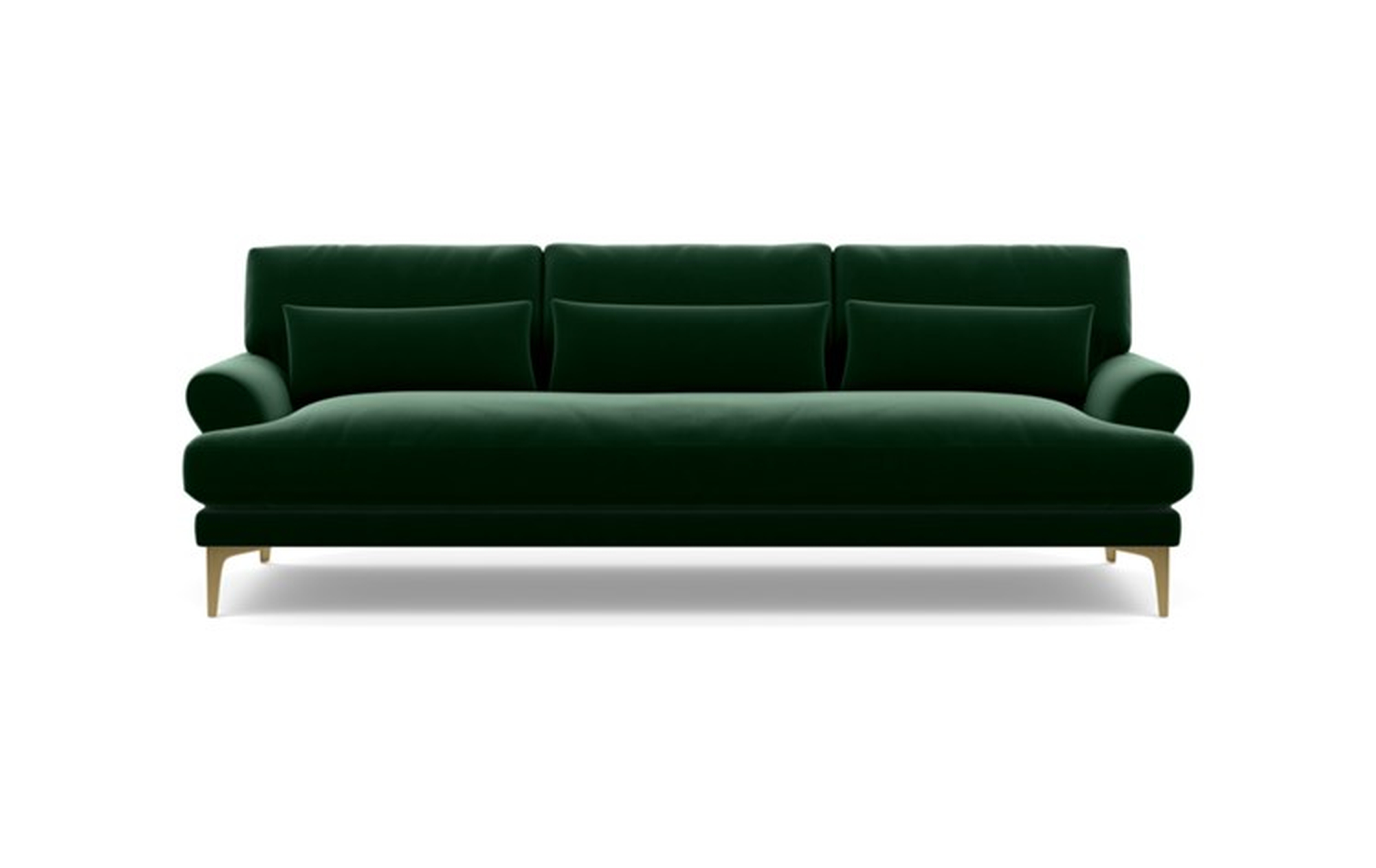 Maxwell Sofa with Emerald Fabric and Brass Plated legs - Interior Define