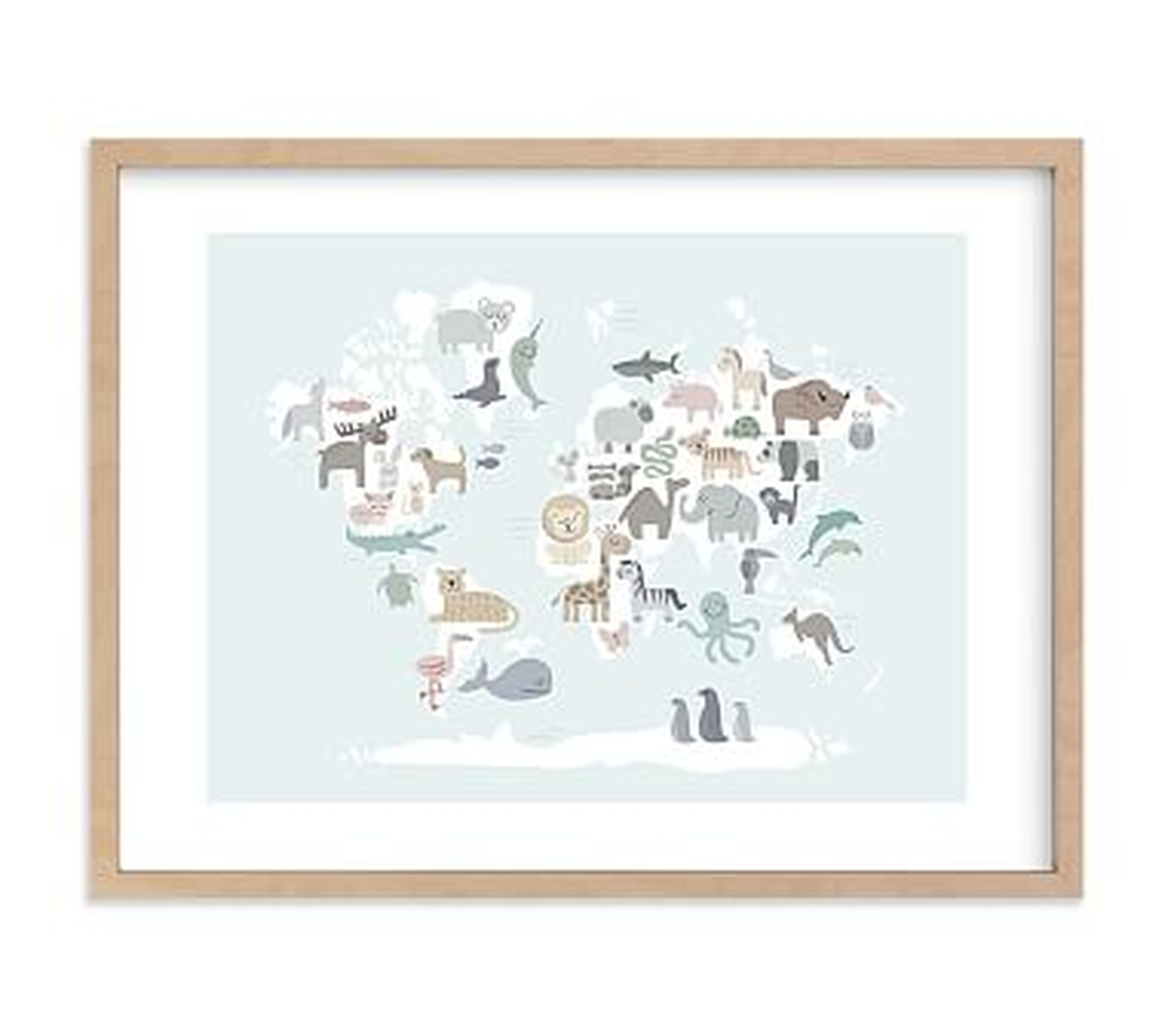 Minted(R) Wild World Map Wall Art by Jessie Steury; 24x18, Natural - Pottery Barn Kids