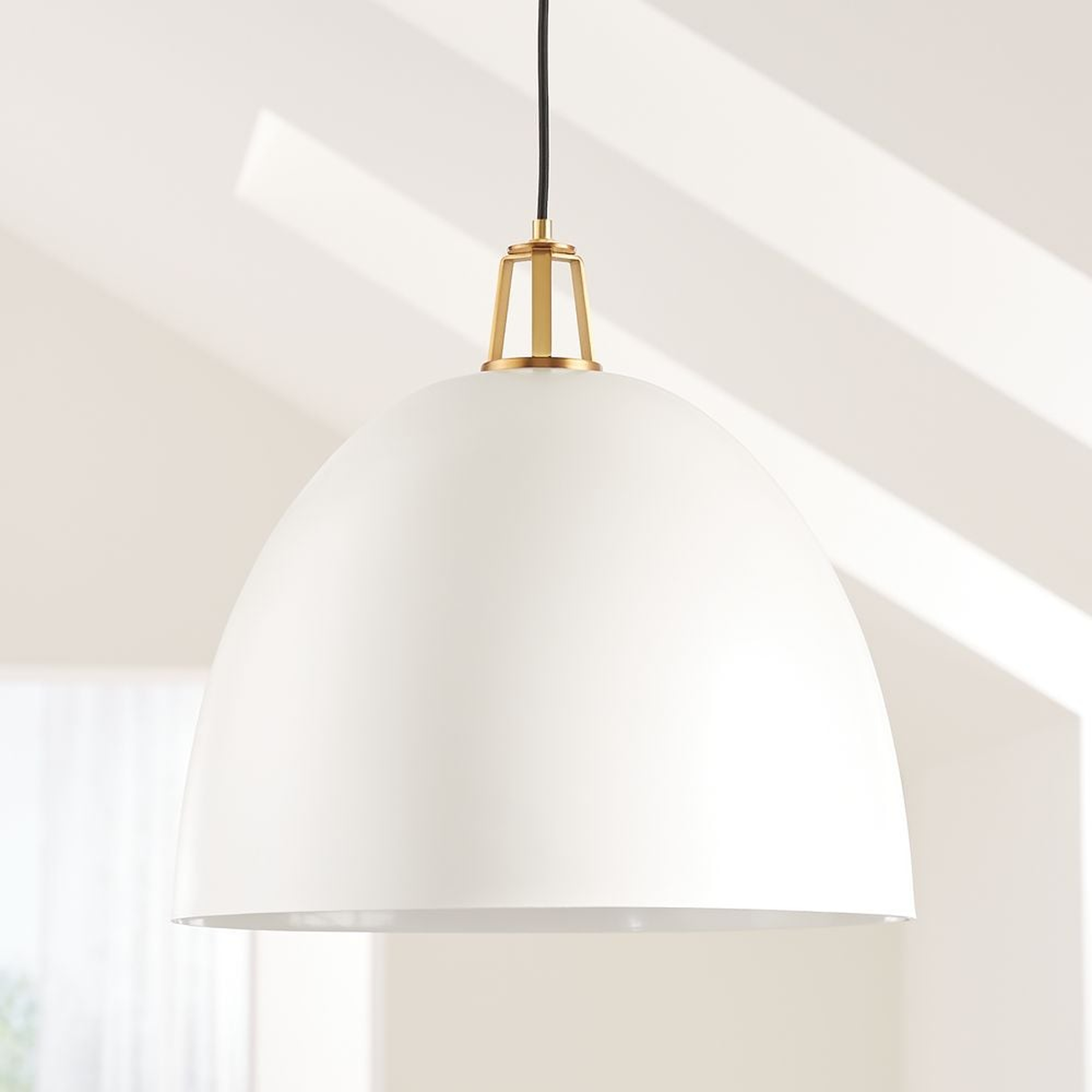 Maddox White Dome Large Pendant Light with Brass Socket - Crate and Barrel