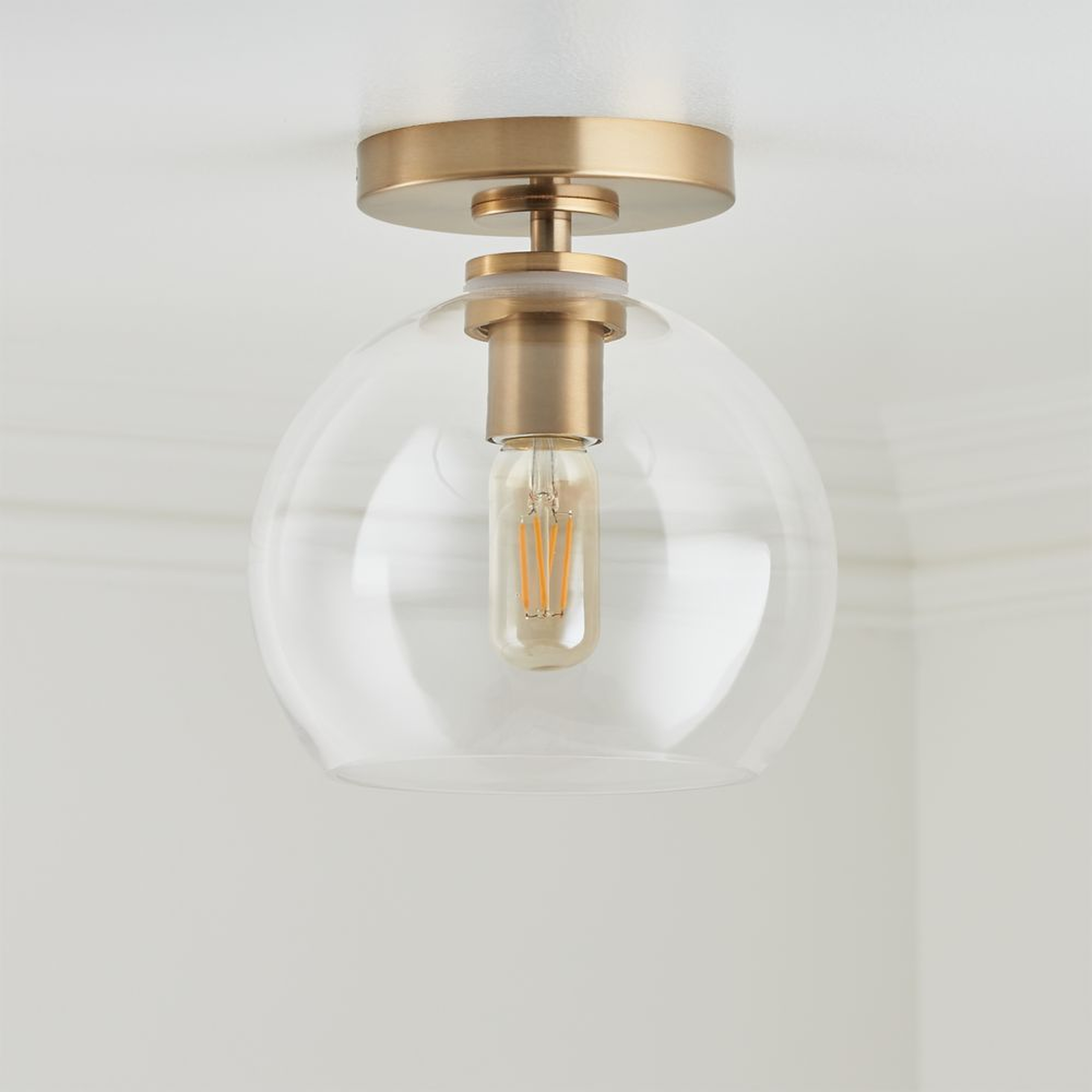 Arren Brass Flush Mount Light with Clear Round Shade - Crate and Barrel