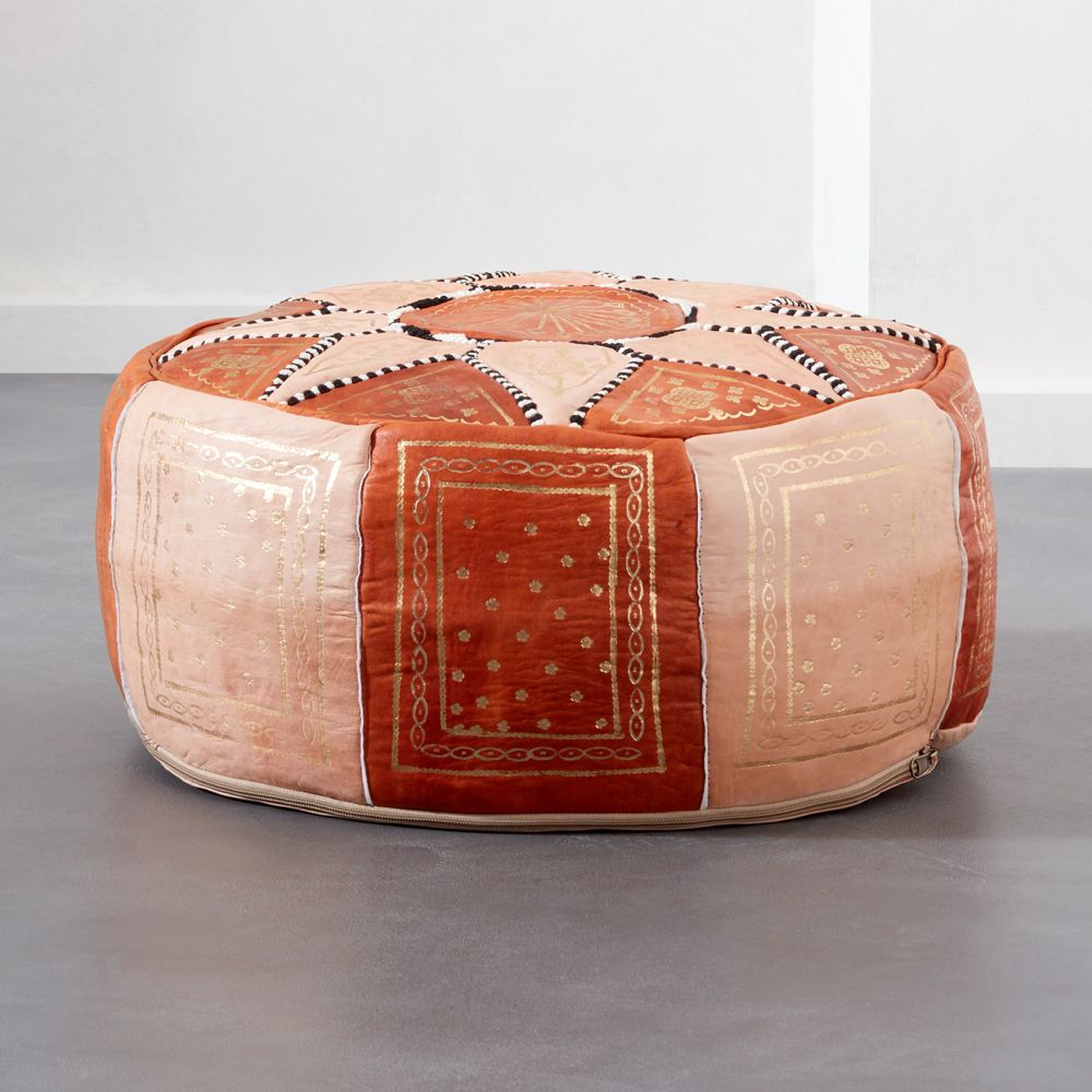 Moroccan Leather Pouf - CB2
