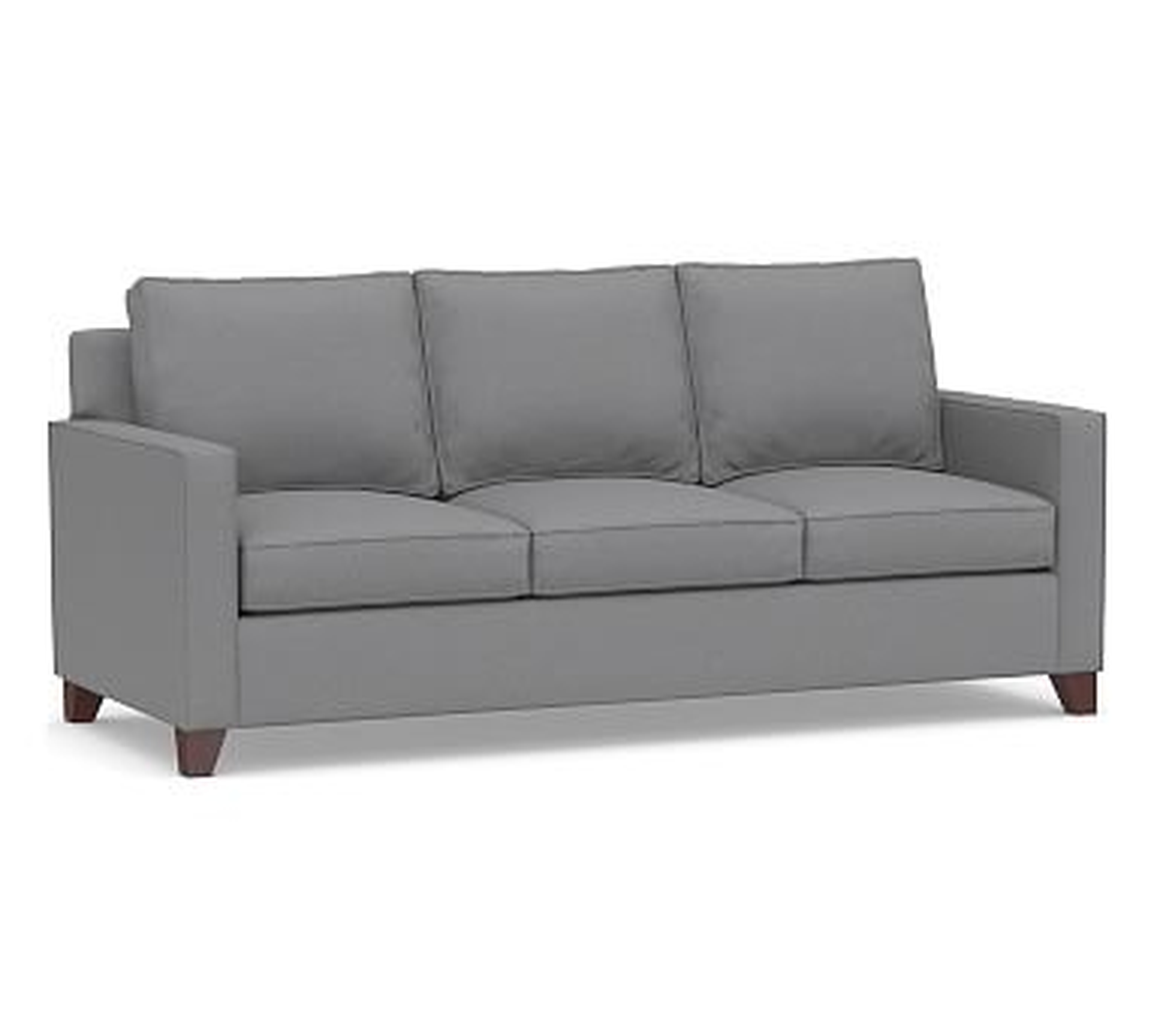 Cameron Square Arm Upholstered Sofa 86" 3-Seater, Polyester Wrapped Cushions, Textured Twill Light Gray - Pottery Barn