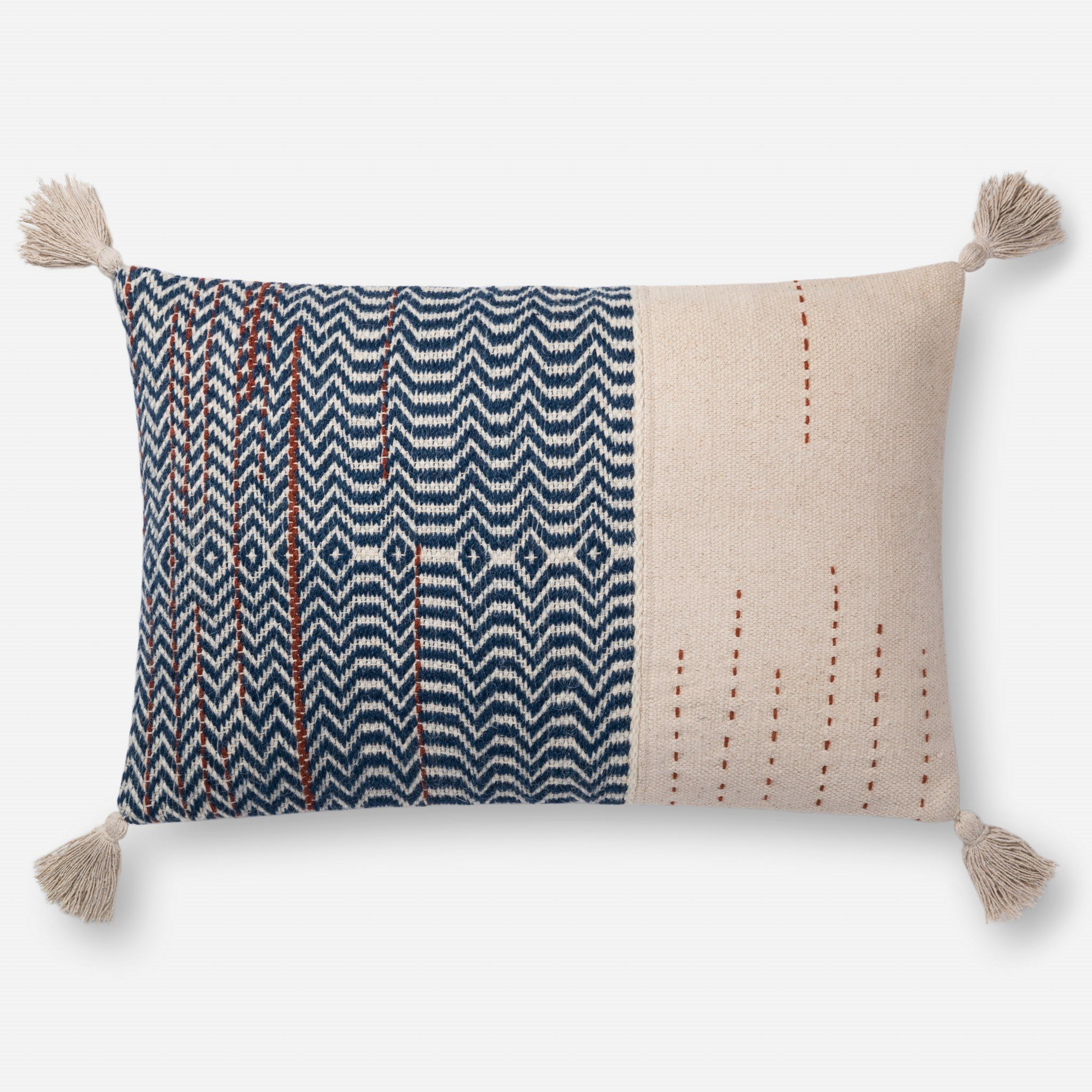 PILLOWS - IVORY / INDIGO - Loloi Rugs