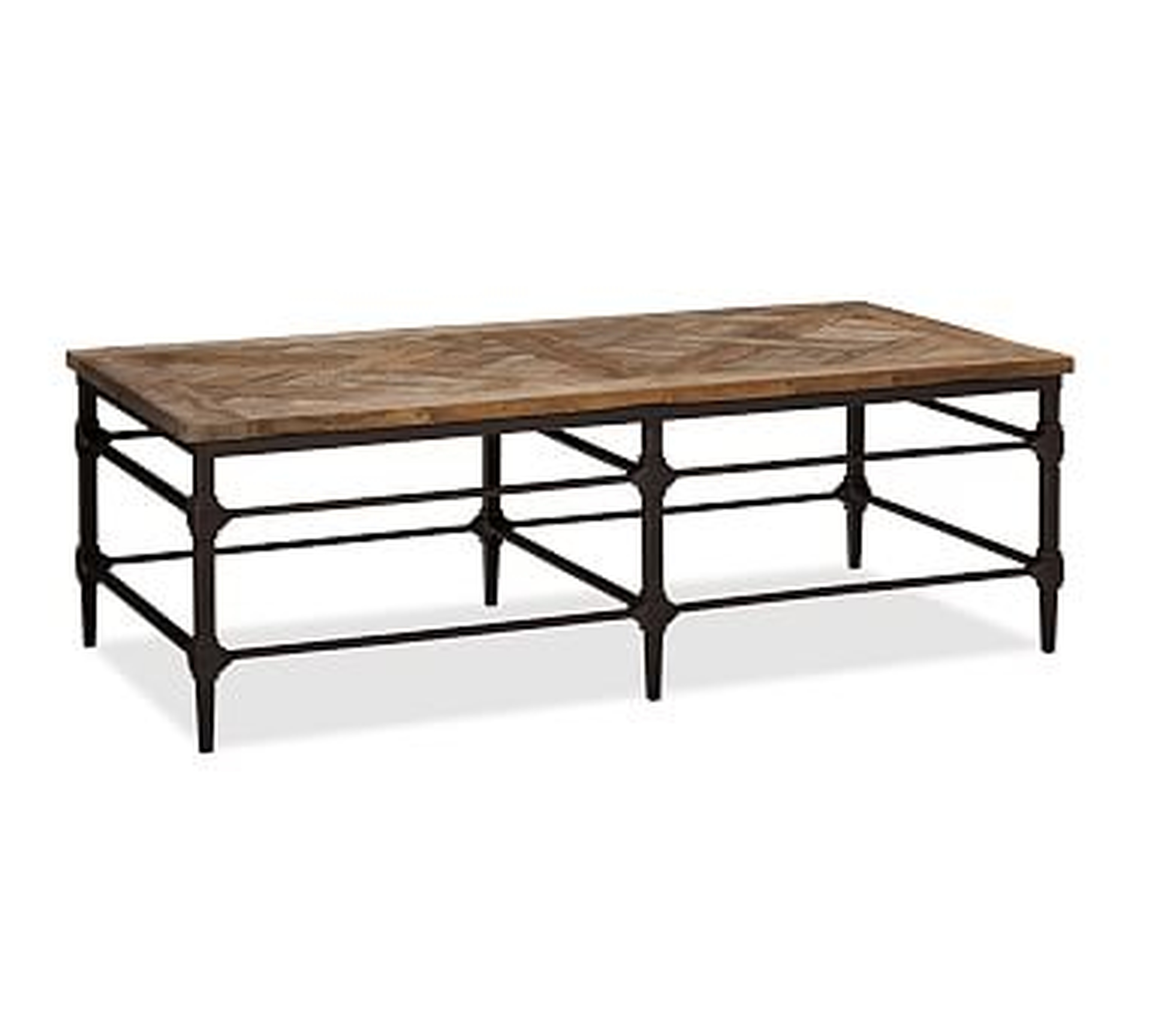 Parquet Reclaimed Wood & Metal Rectangular Coffee Table - Pottery Barn