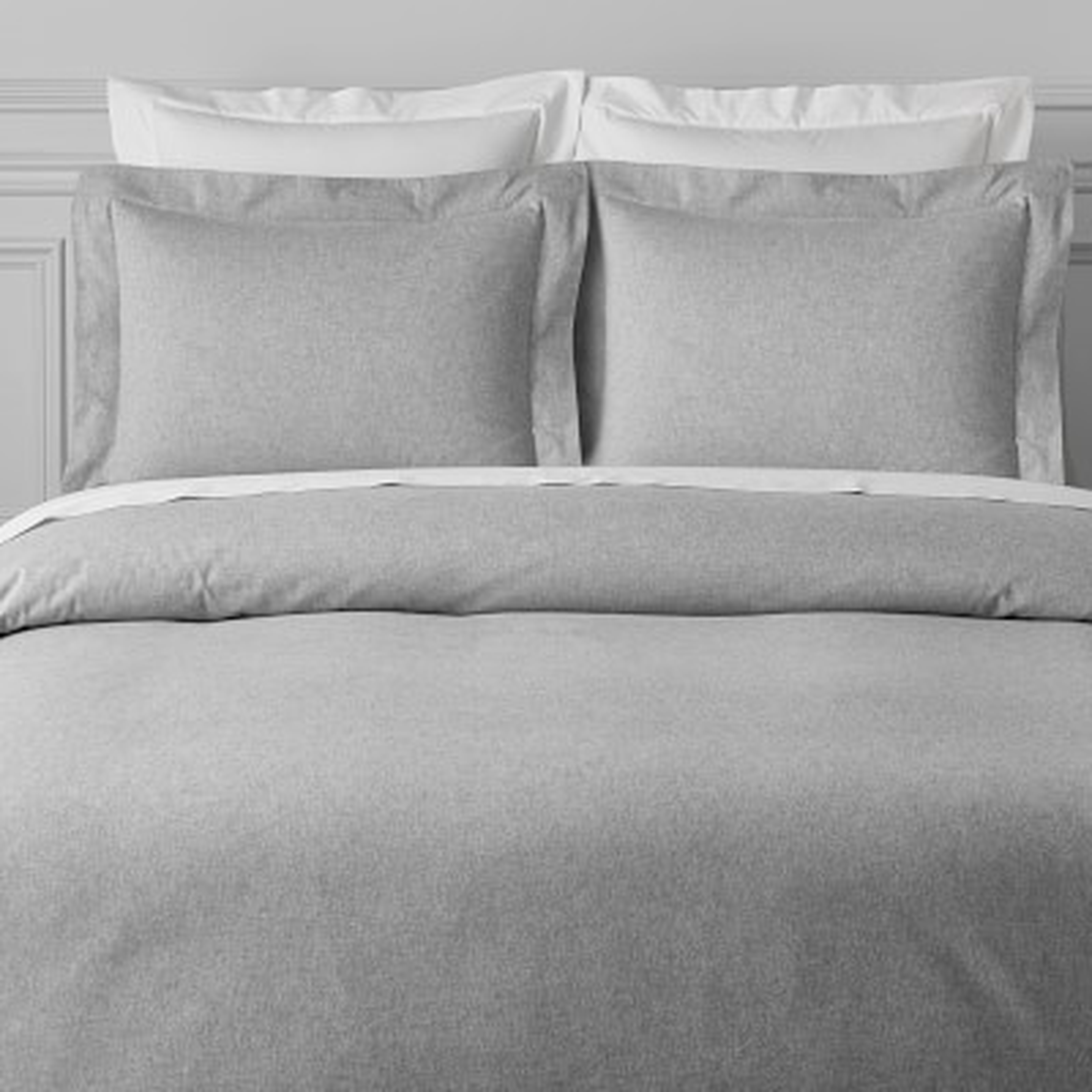 Solid Flannel Bedding, Duvet Cover, King/Cal King, Light Grey - Williams Sonoma