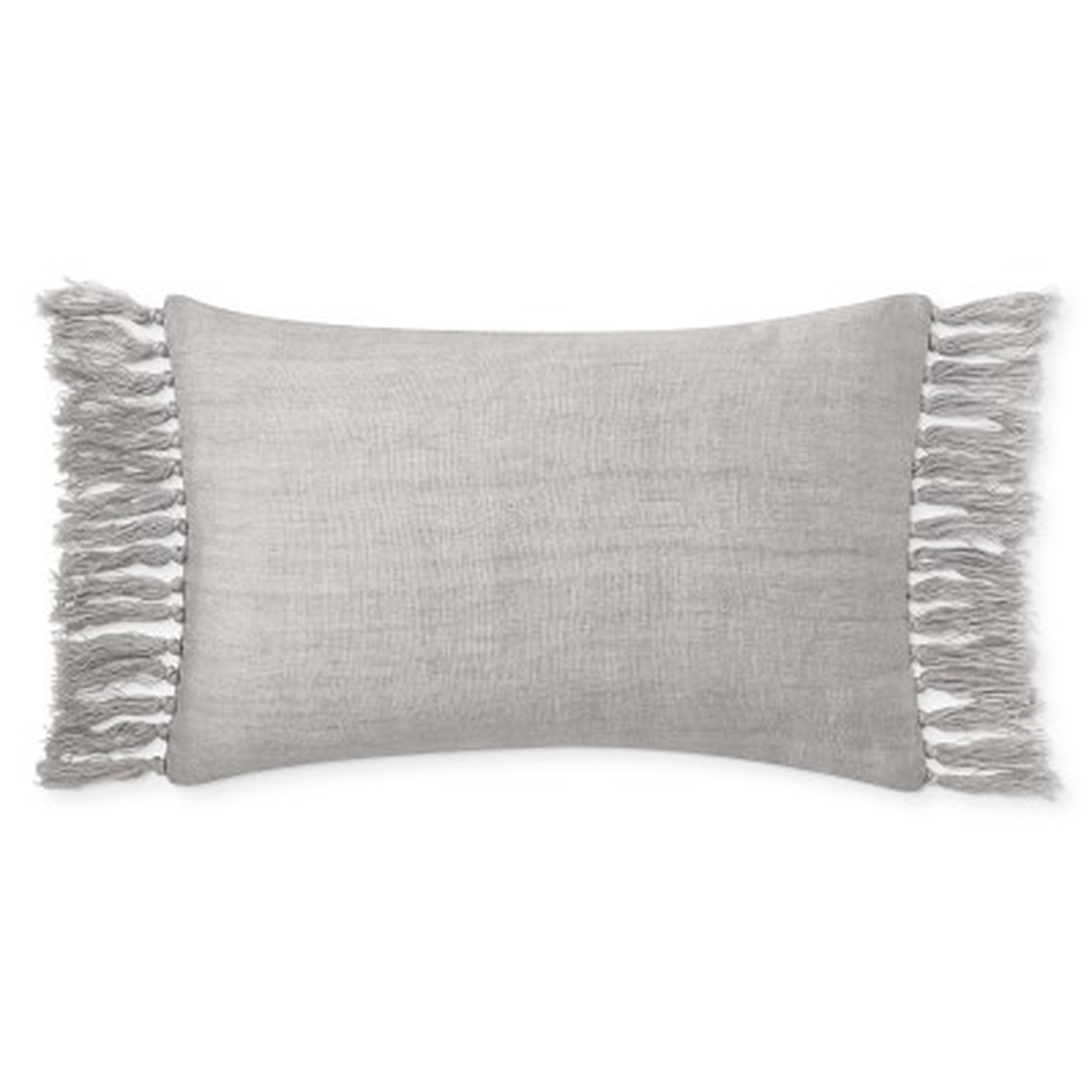 Knotted Fringe Linen Lumbar Pillow Cover, 14" X 22", Grey - Williams Sonoma