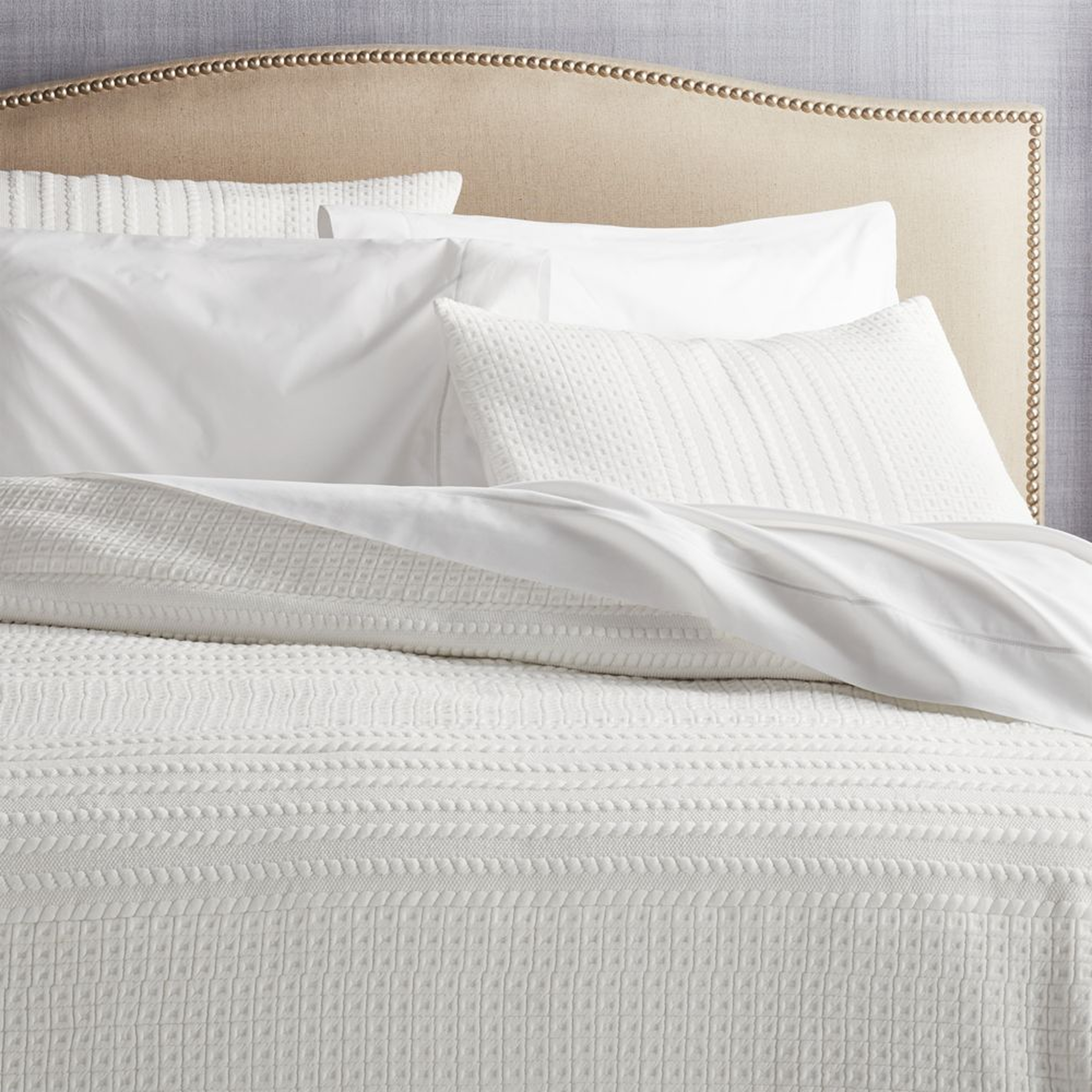 Doret White Jersey Quilt King - Crate and Barrel