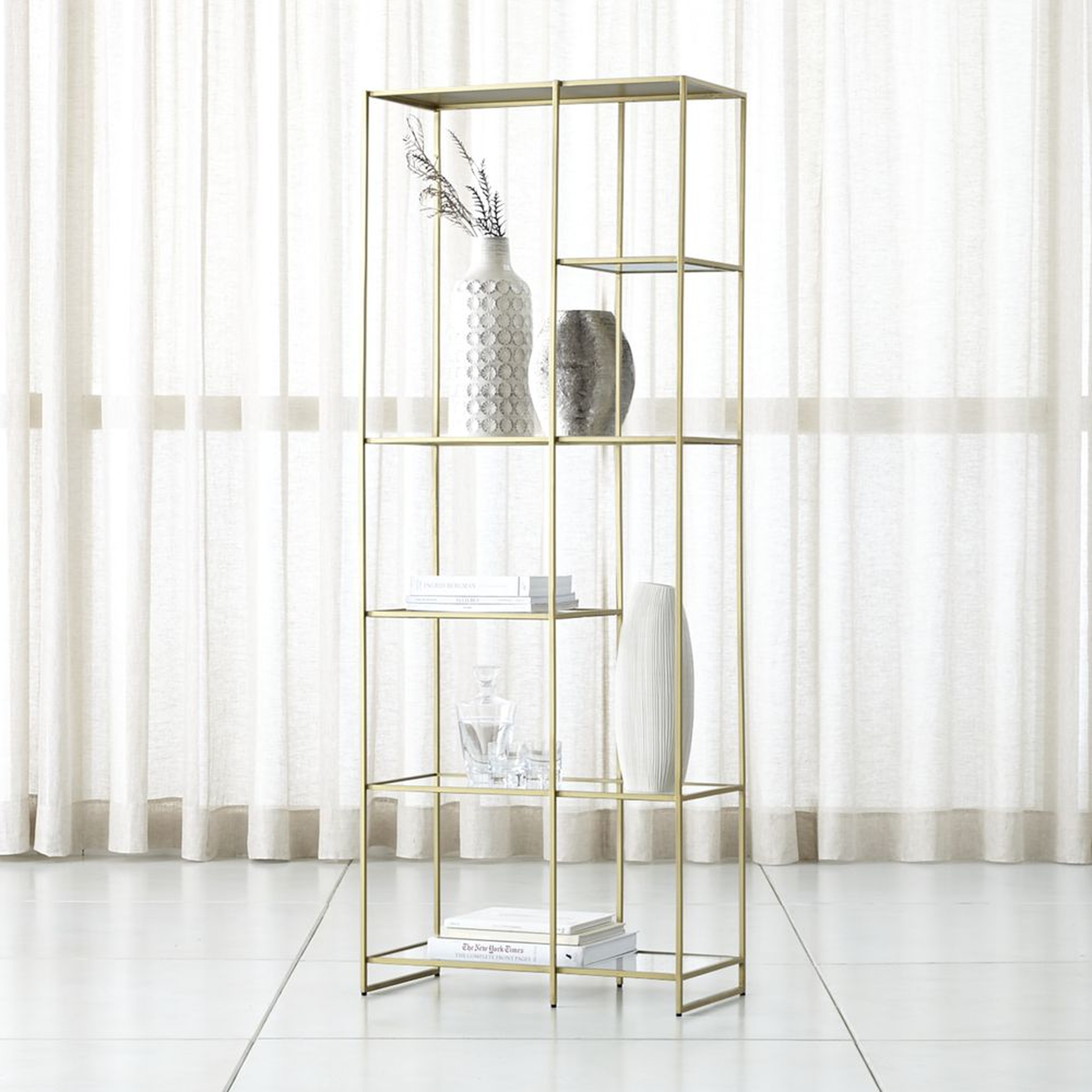 Estelle Brass And Glass Bookcase - Crate and Barrel