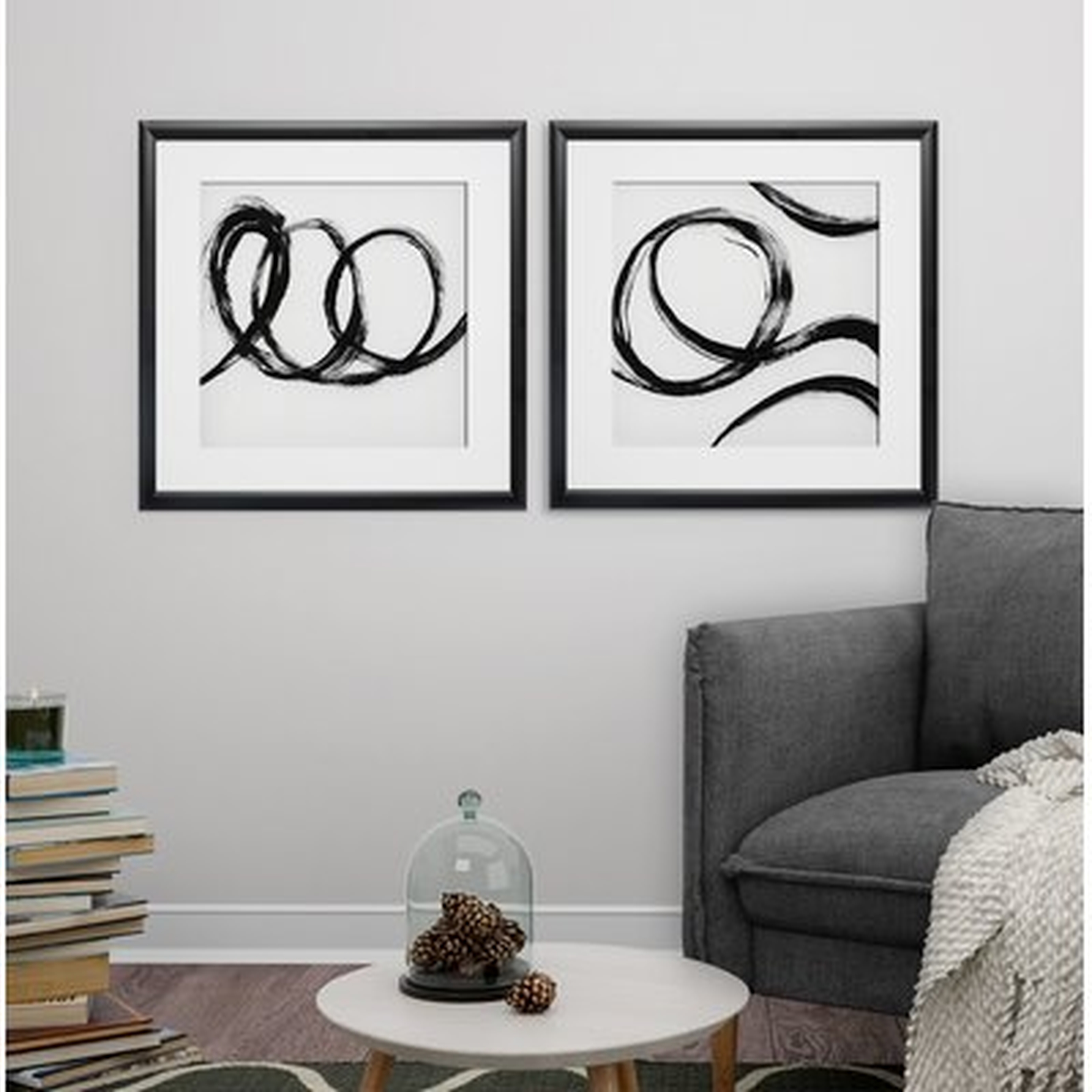 'Gestural Marks III' 2 Piece Framed Print Set - Wayfair