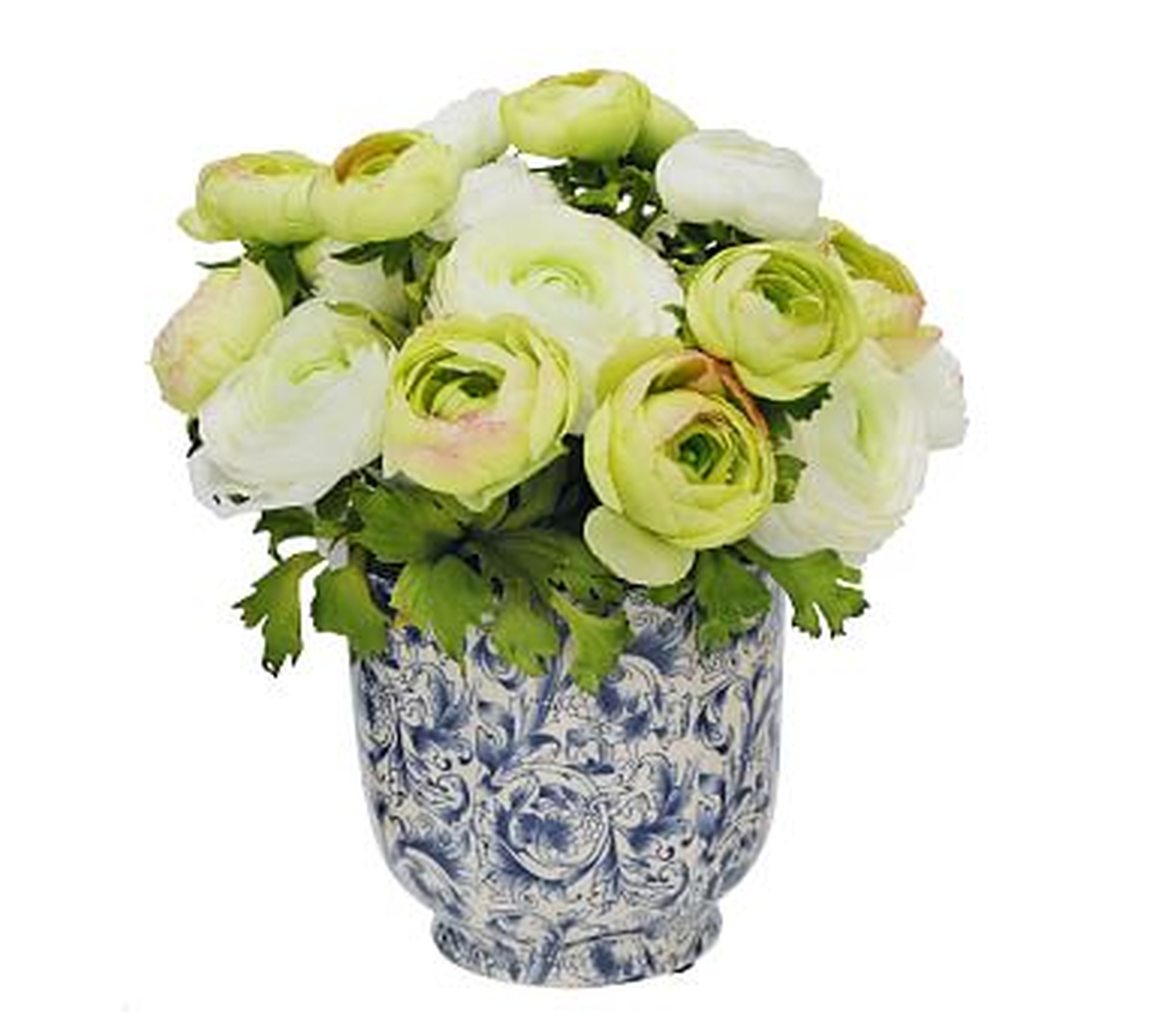 Faux Garden White Roses In Vase, 12" - Pottery Barn