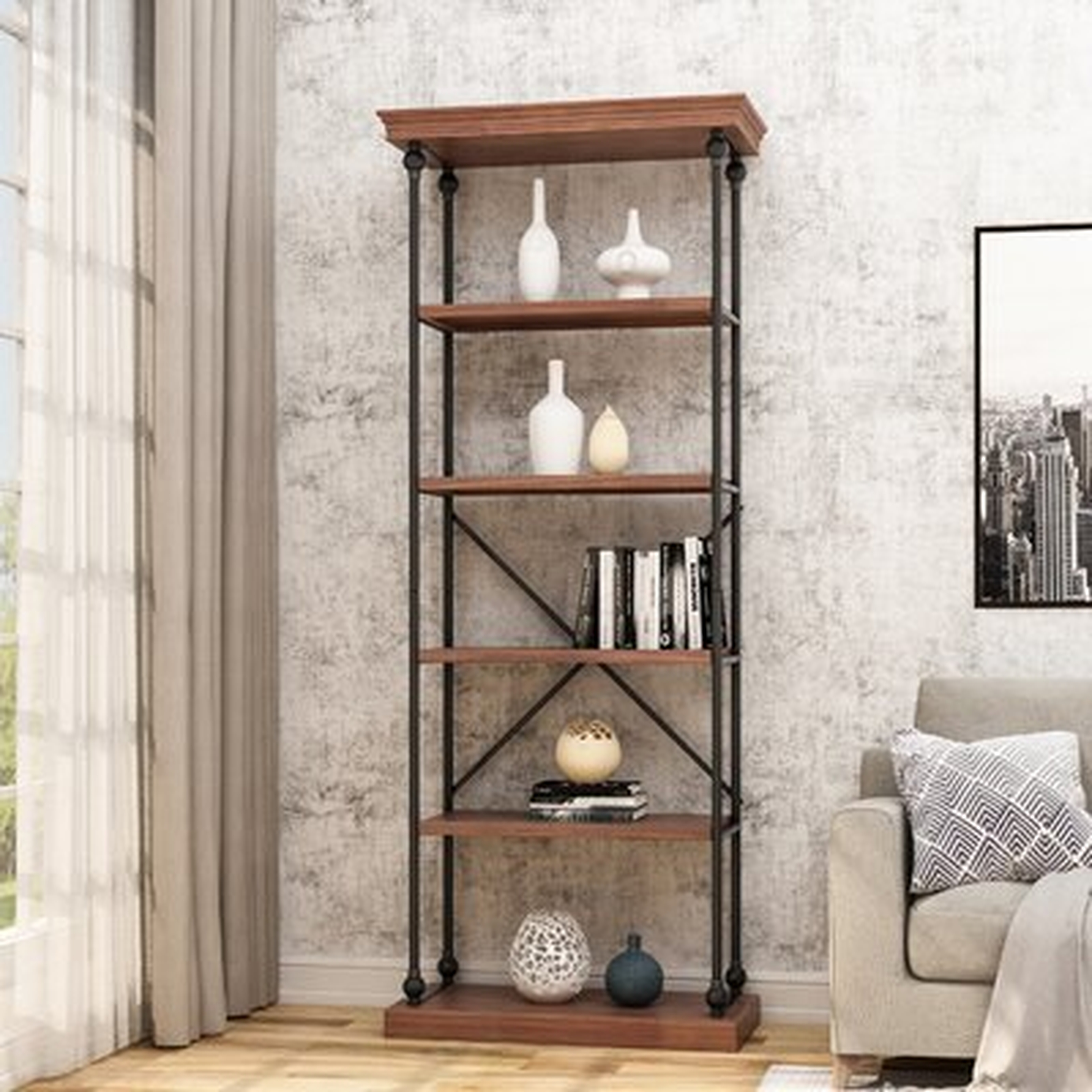 Goodnight Industrial 5 Shelf Firewood Etagere Bookcase - Wayfair