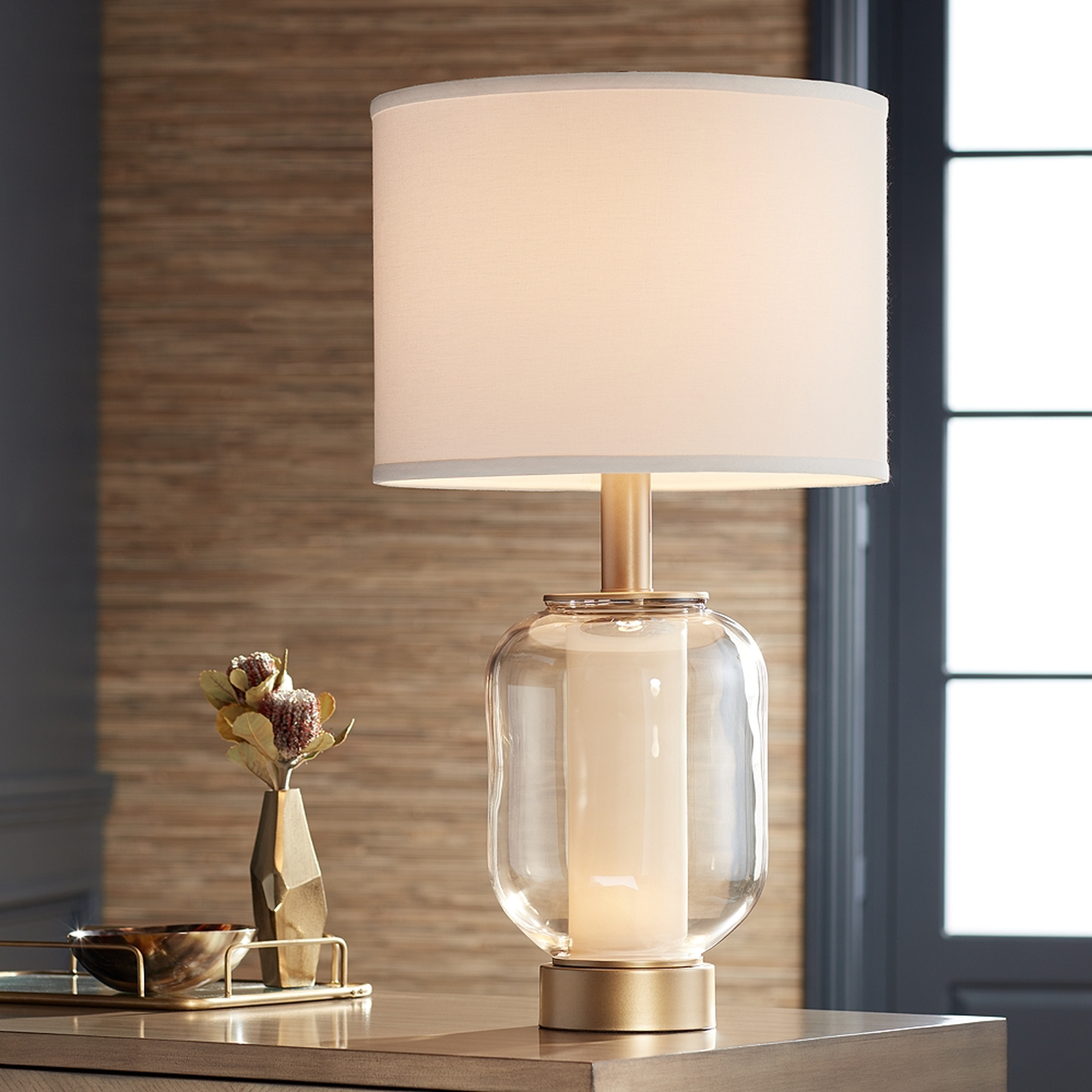 Possini Euro Sophia Champagne Glass Night Light Table Lamp - Style # 72R48 - Lamps Plus