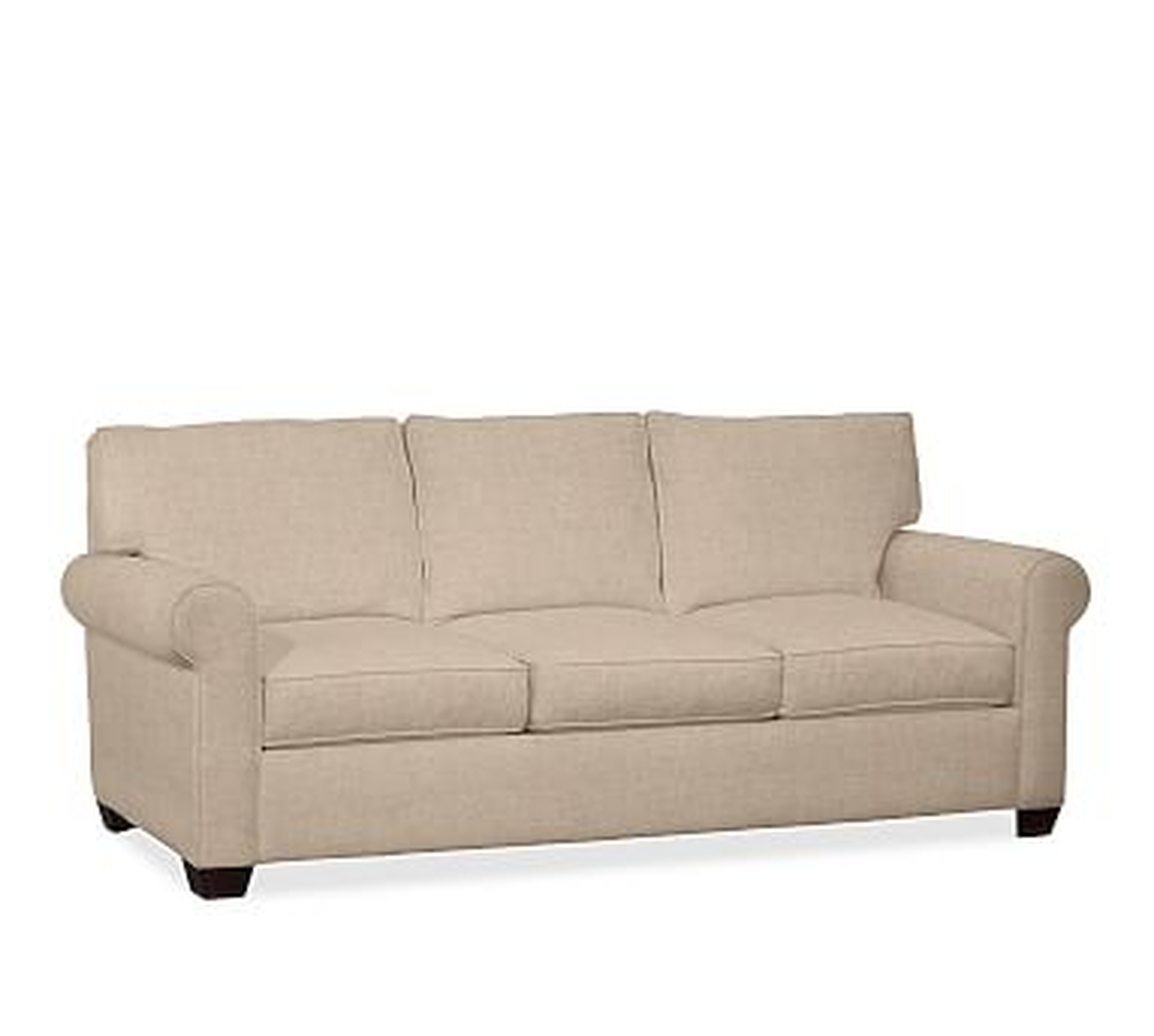Buchanan Roll Arm Upholstered Grand Sofa, Polyester Wrapped Cushions, Performance everydaylinen(TM) Stone - Pottery Barn