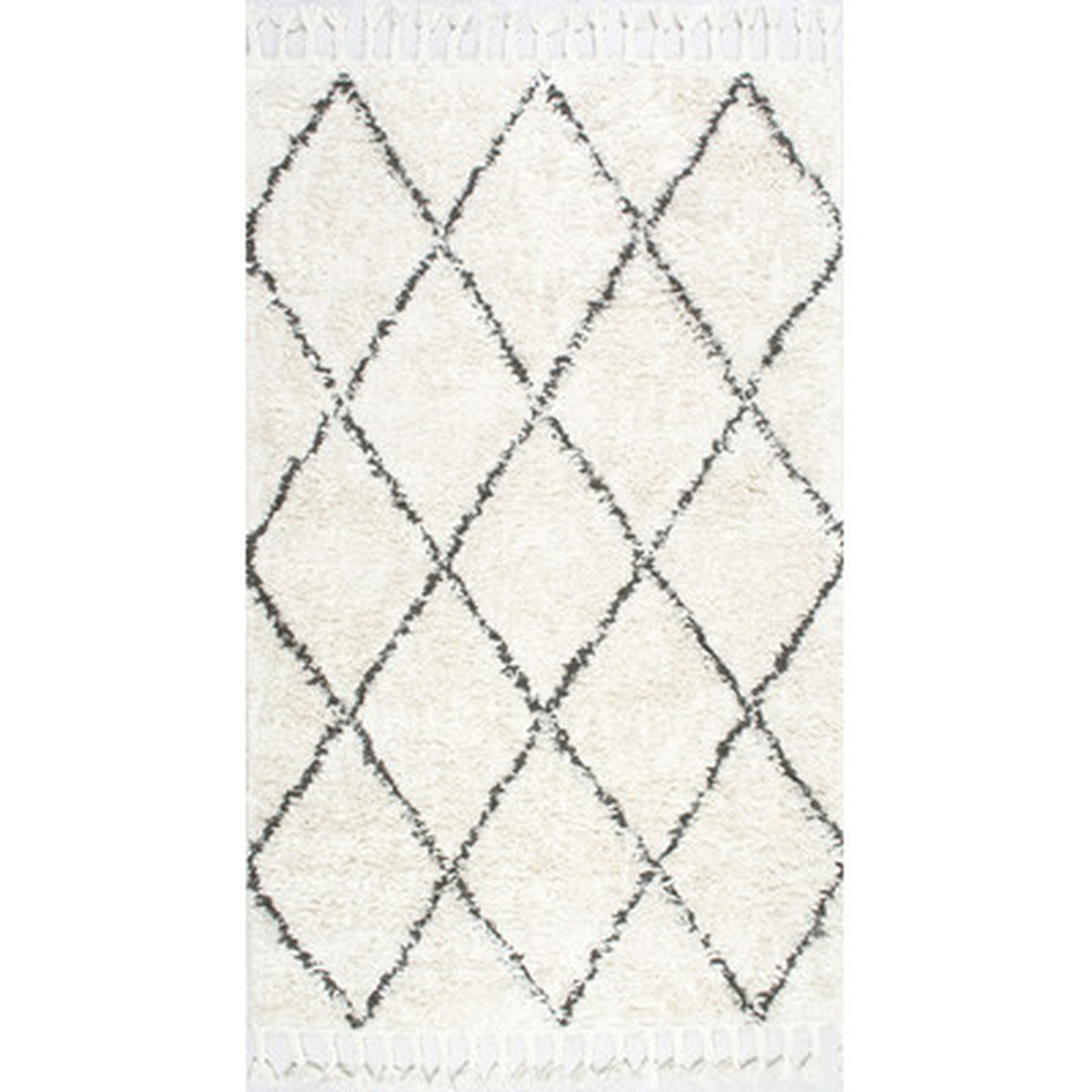 Twinar Hand-Knotted Wool Off White/Dark Grey Area Rug 6' x 9' - Wayfair