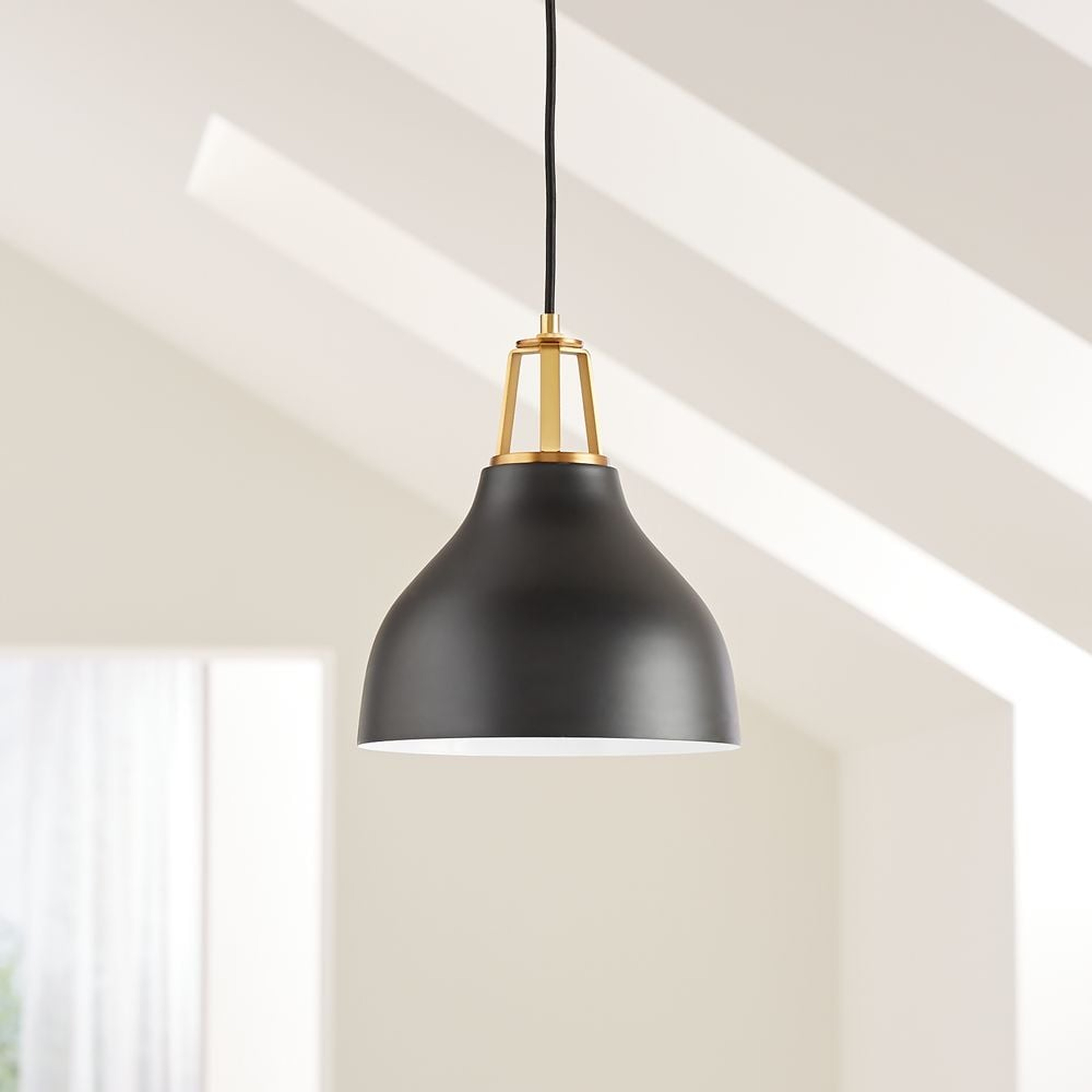 Maddox Black Bell Small Pendant Light with Brass Socket - Crate and Barrel