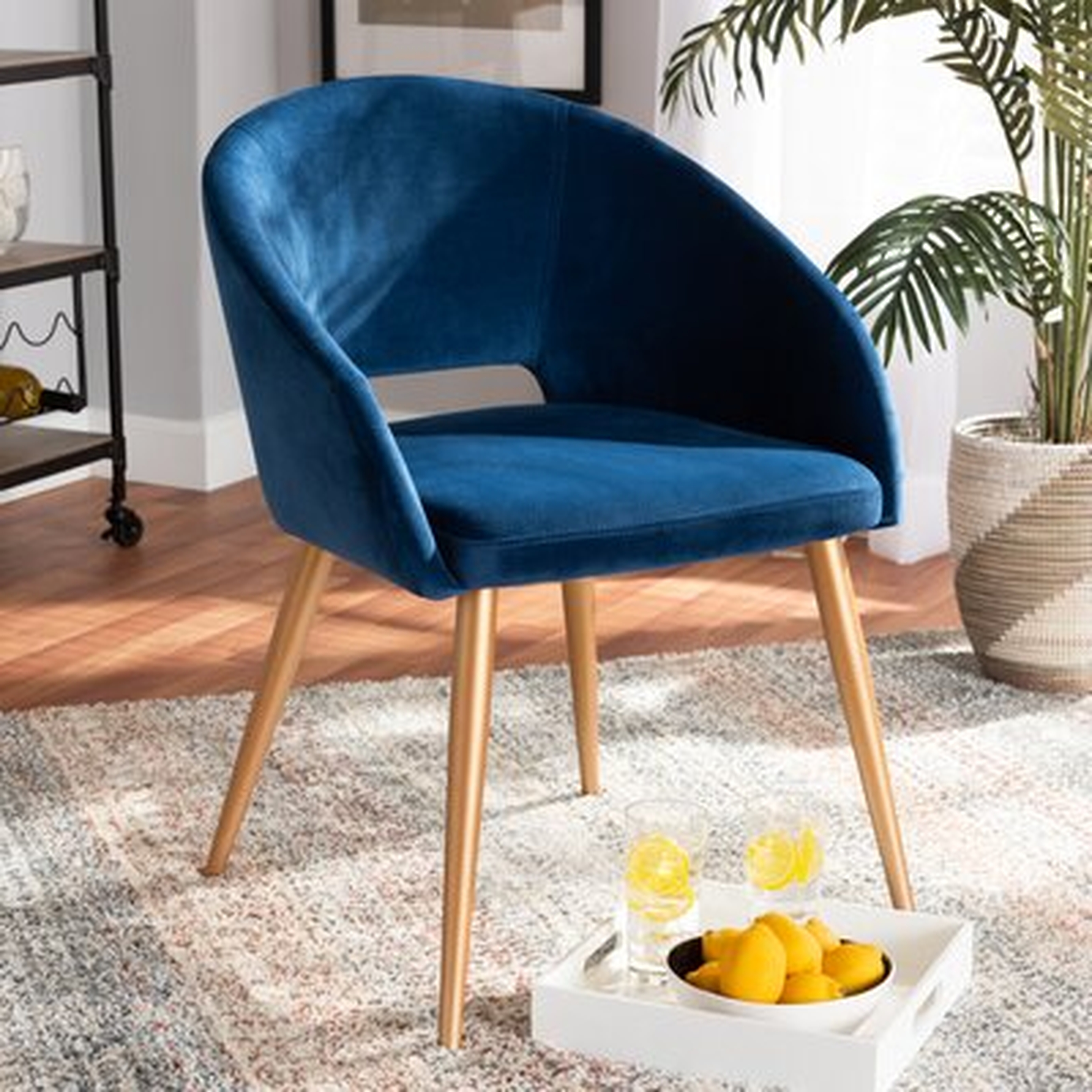 Vianne Glam And Luxe Navy Blue Velvet Fabric Upholstered Gold Finished Metal Dining Chair - Wayfair