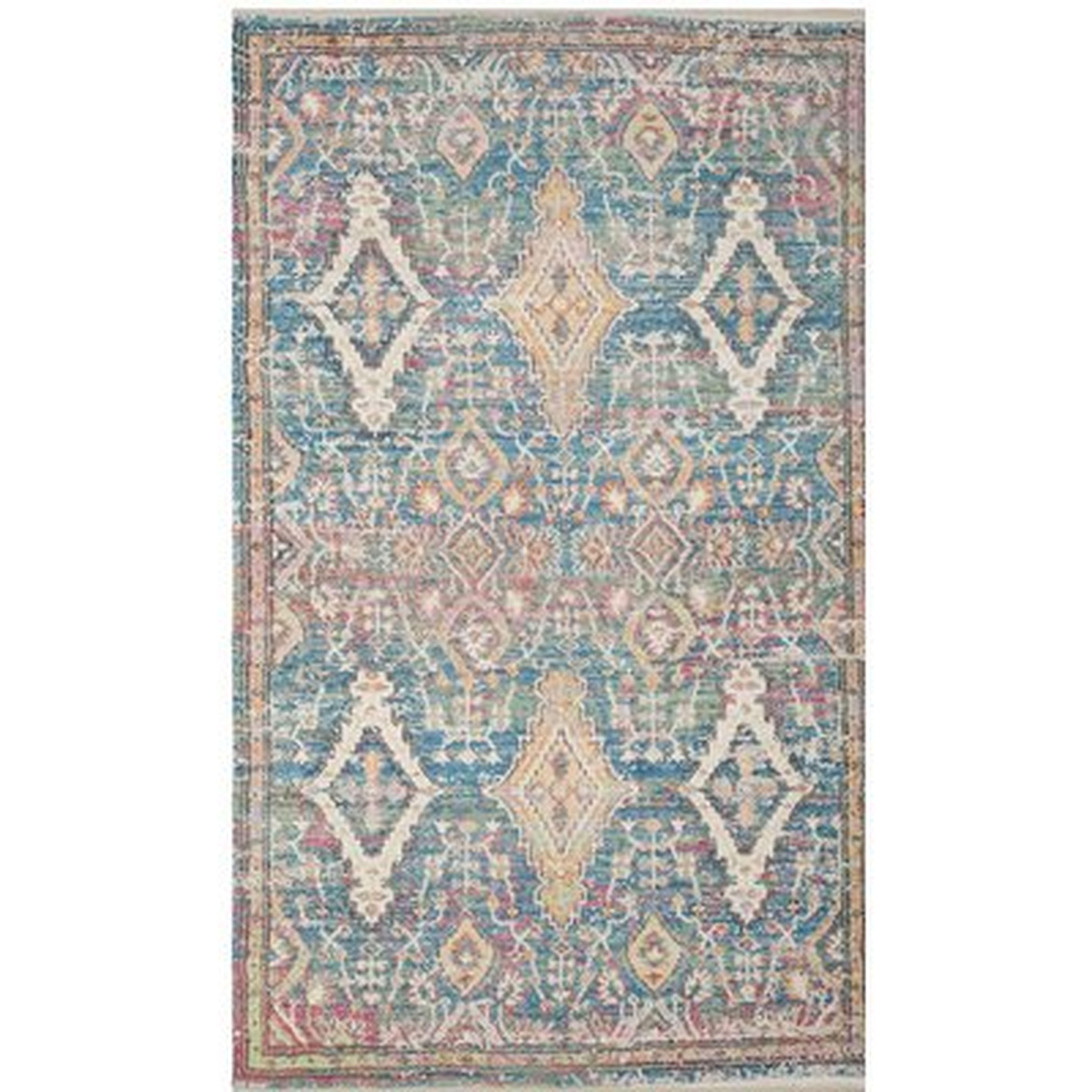 Amanda Hand-Loomed Turquoise/Peach Area Rug - Wayfair