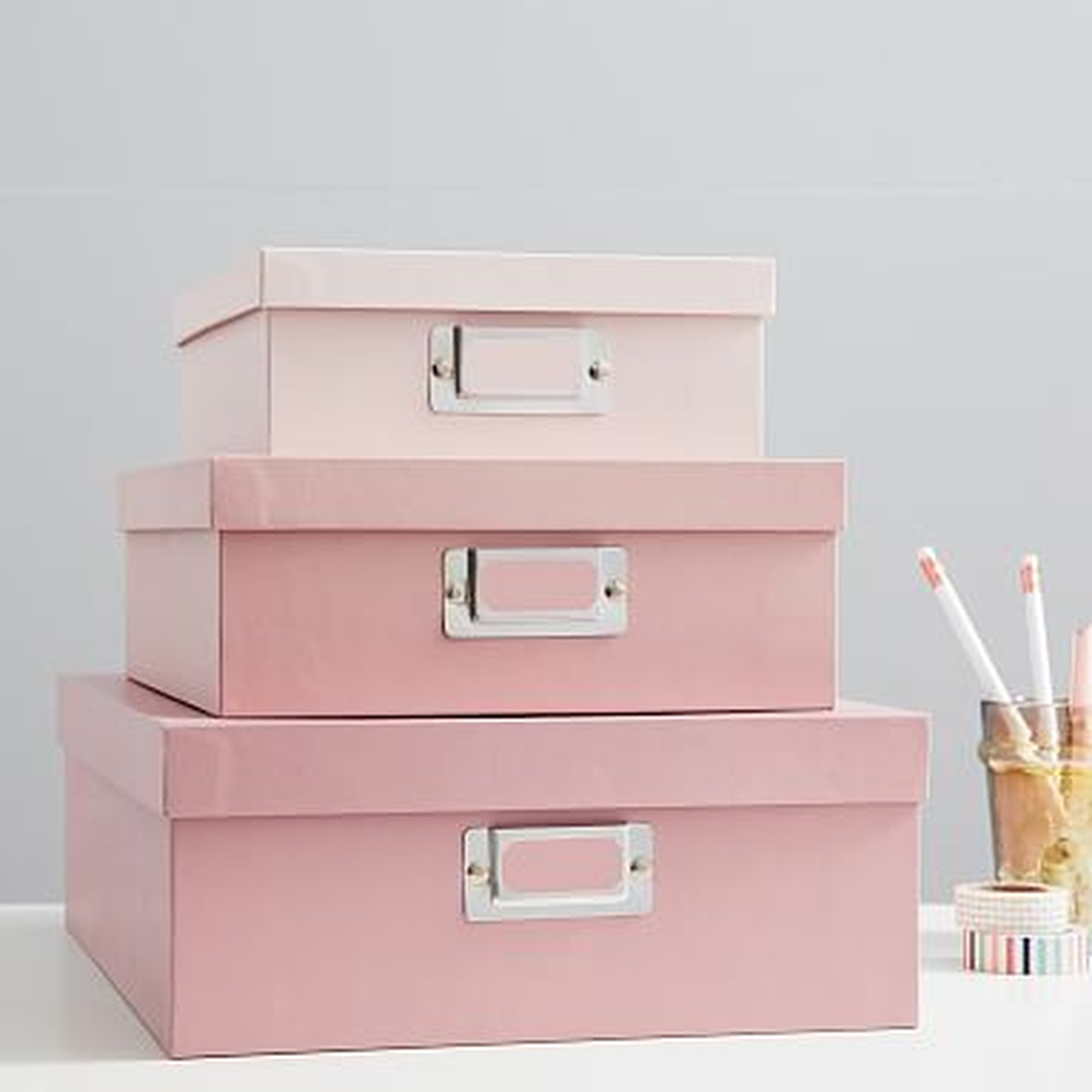 Paper Stacking Storage Boxes, Set of 3, Warm - Pottery Barn Teen