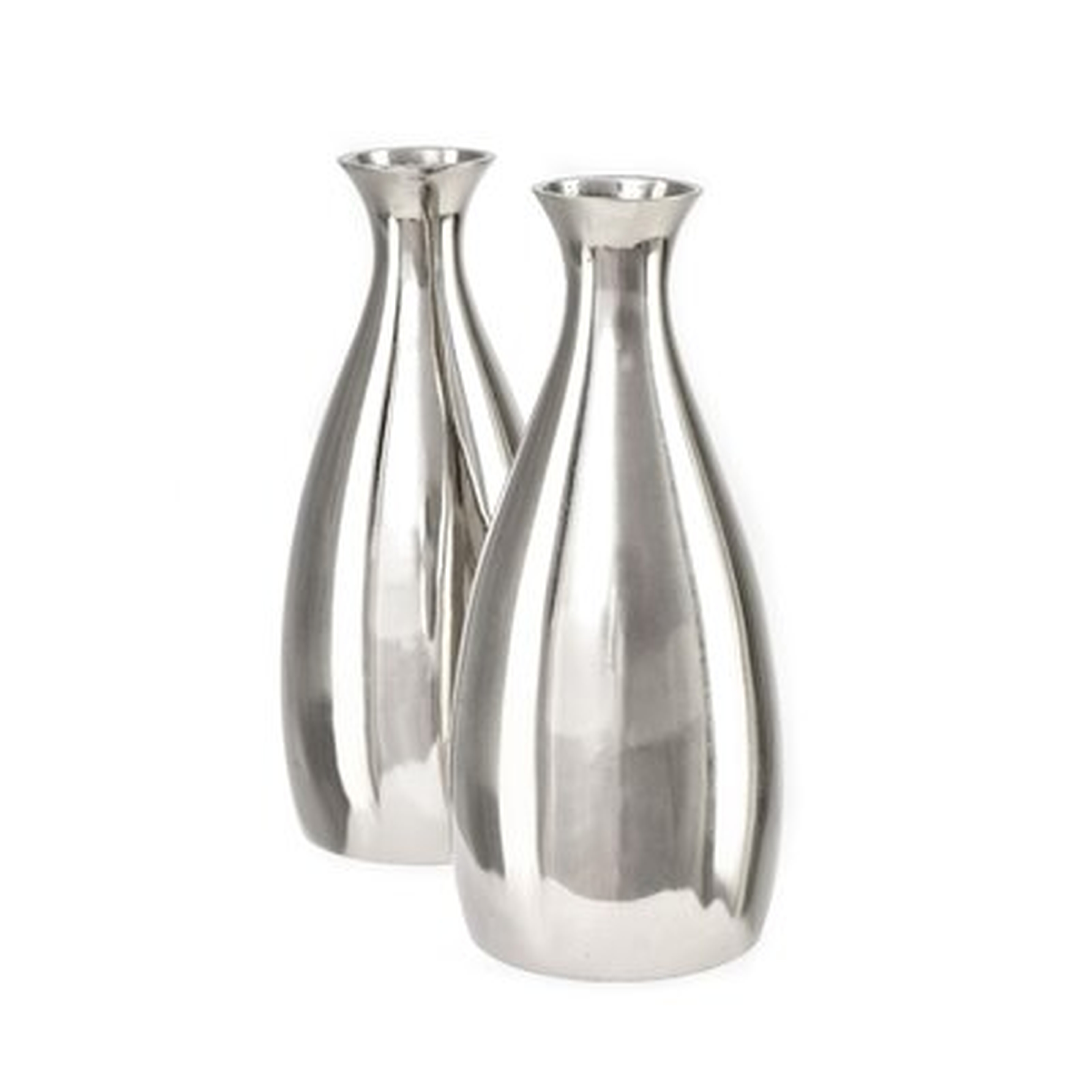Orren Ellis Polished Aluminum With Nickel Finish Silver Bud Vase, Set Of 2 - Wayfair