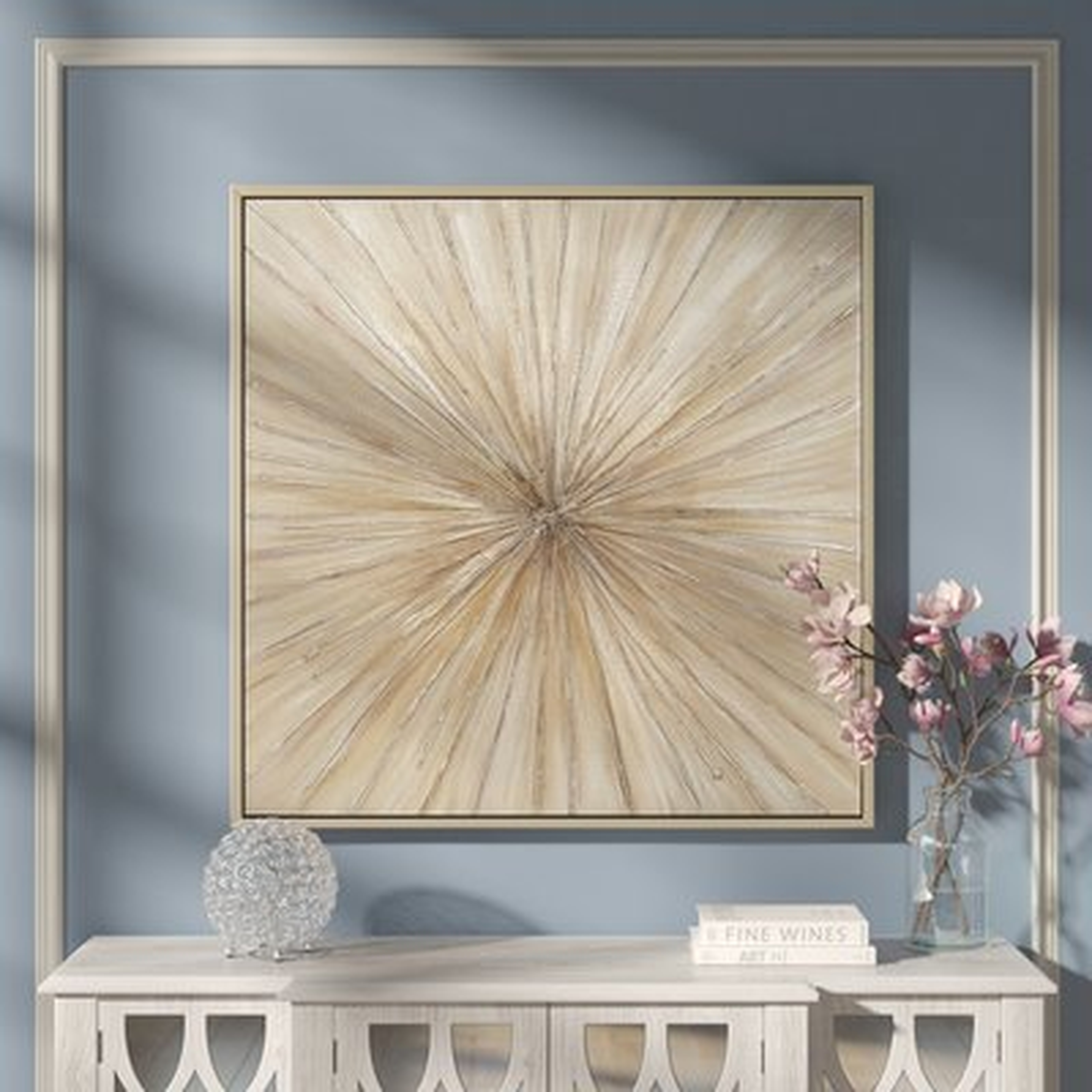 Brown Canvas Radial Starburst Framed Wall Art with Gold Frame - Wayfair