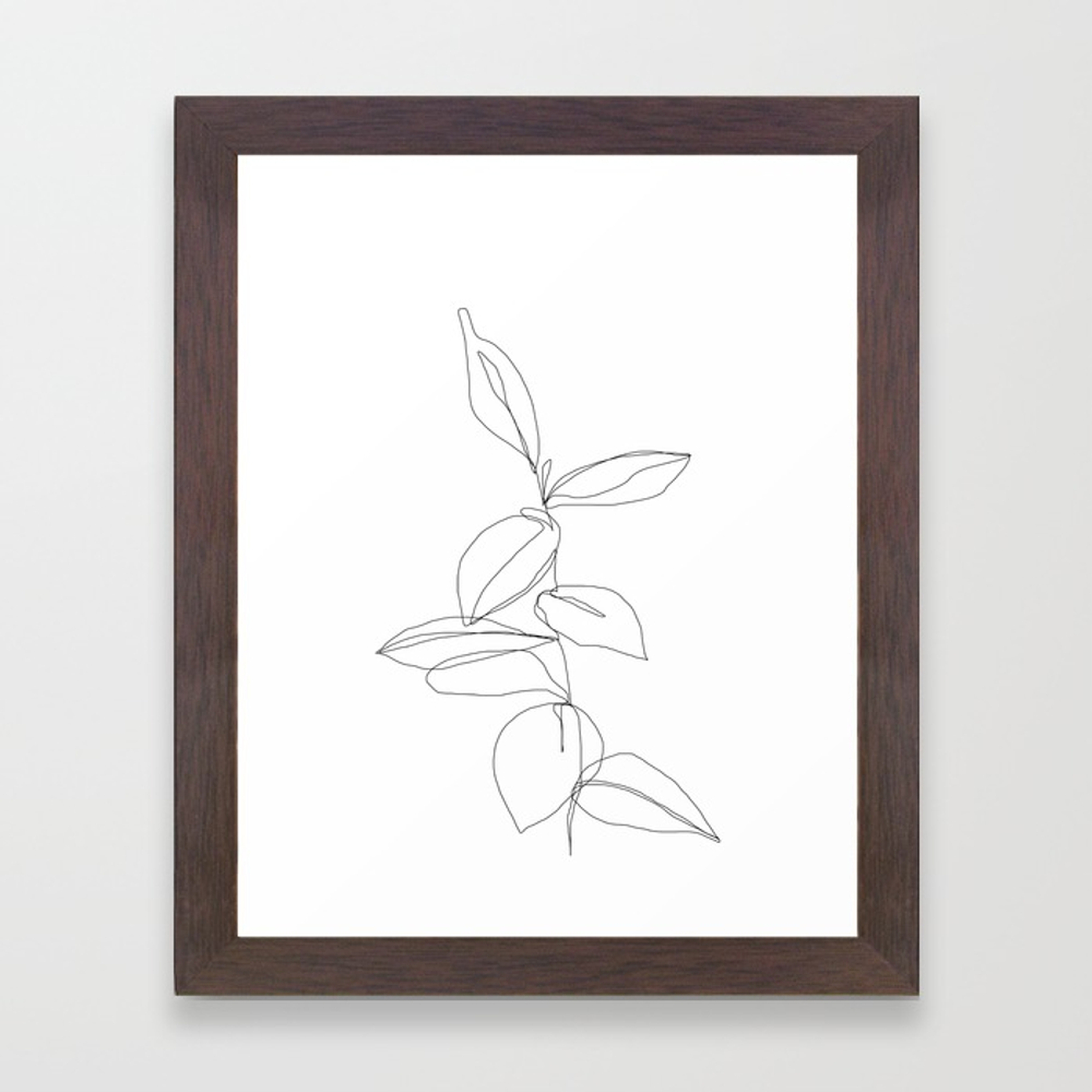 One line minimal plant leaves drawing - Berry Framed Art Print by Thecolourstudy - Society6