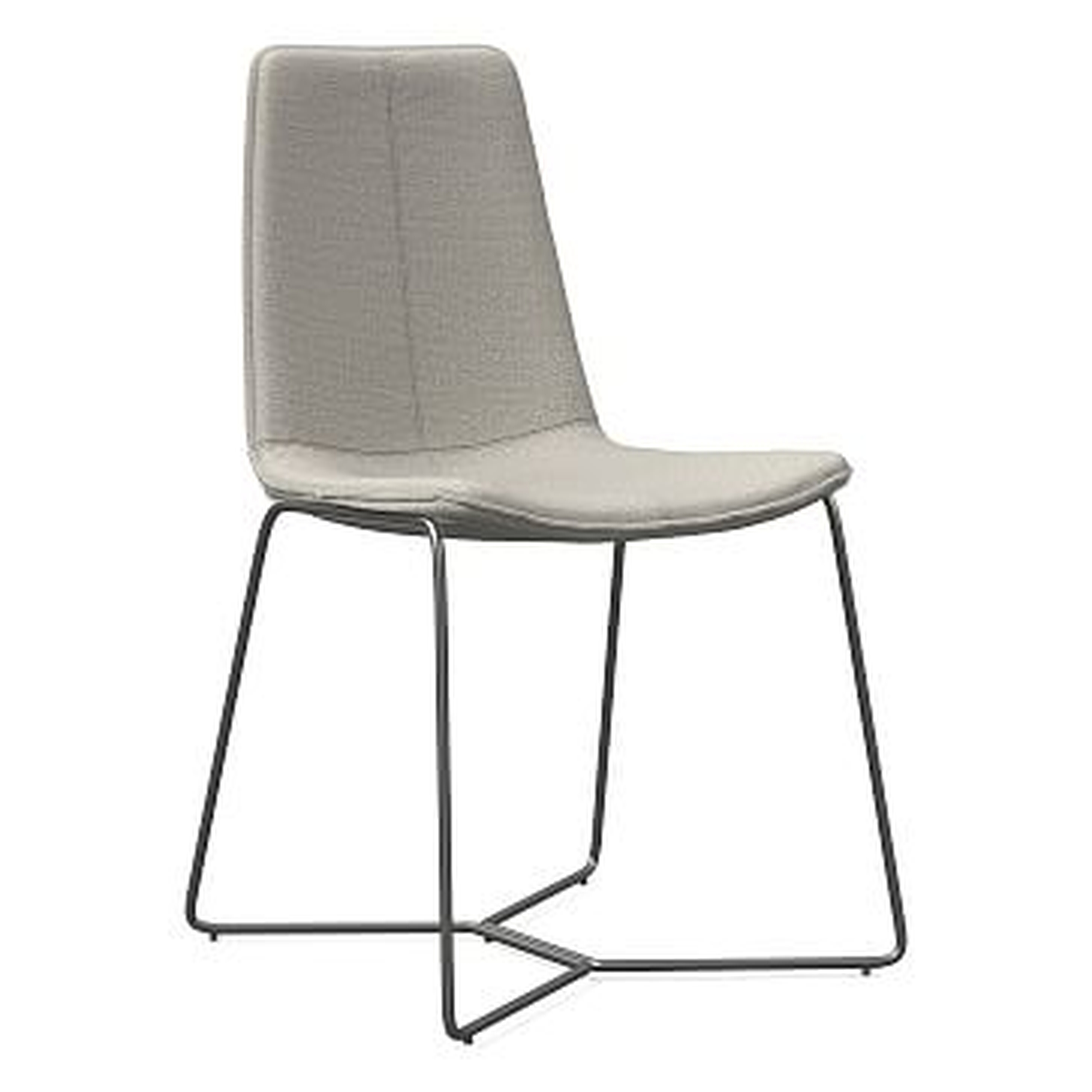 Slope Dining Chair, Charcoal Leg, Basket Slub, Feather Gray, Charcoal - West Elm