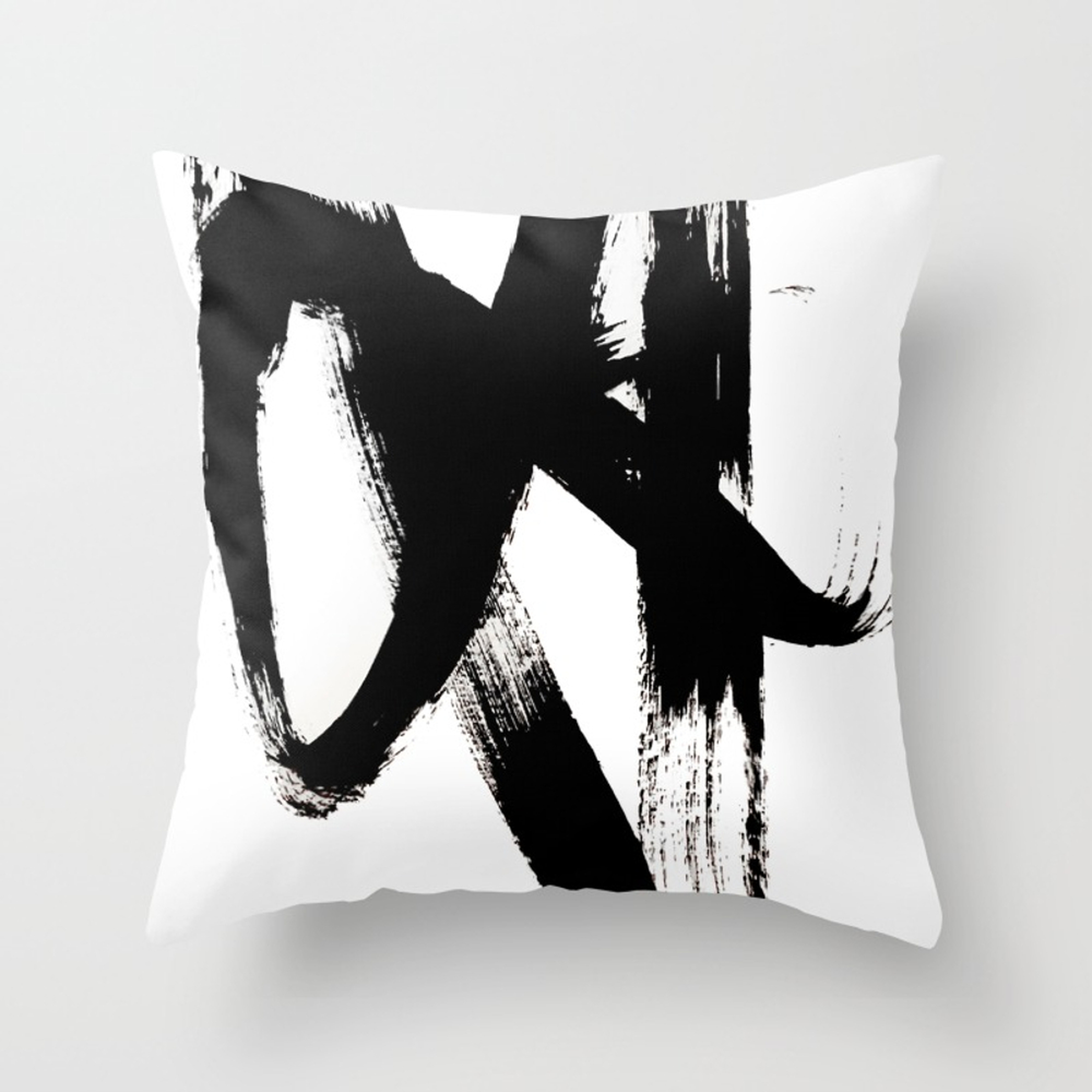 Brushstroke 2 - simple black and white Throw Pillow - Outdoor Cover (20" x 20") with pillow insert by Blushingbrushstudio - Society6