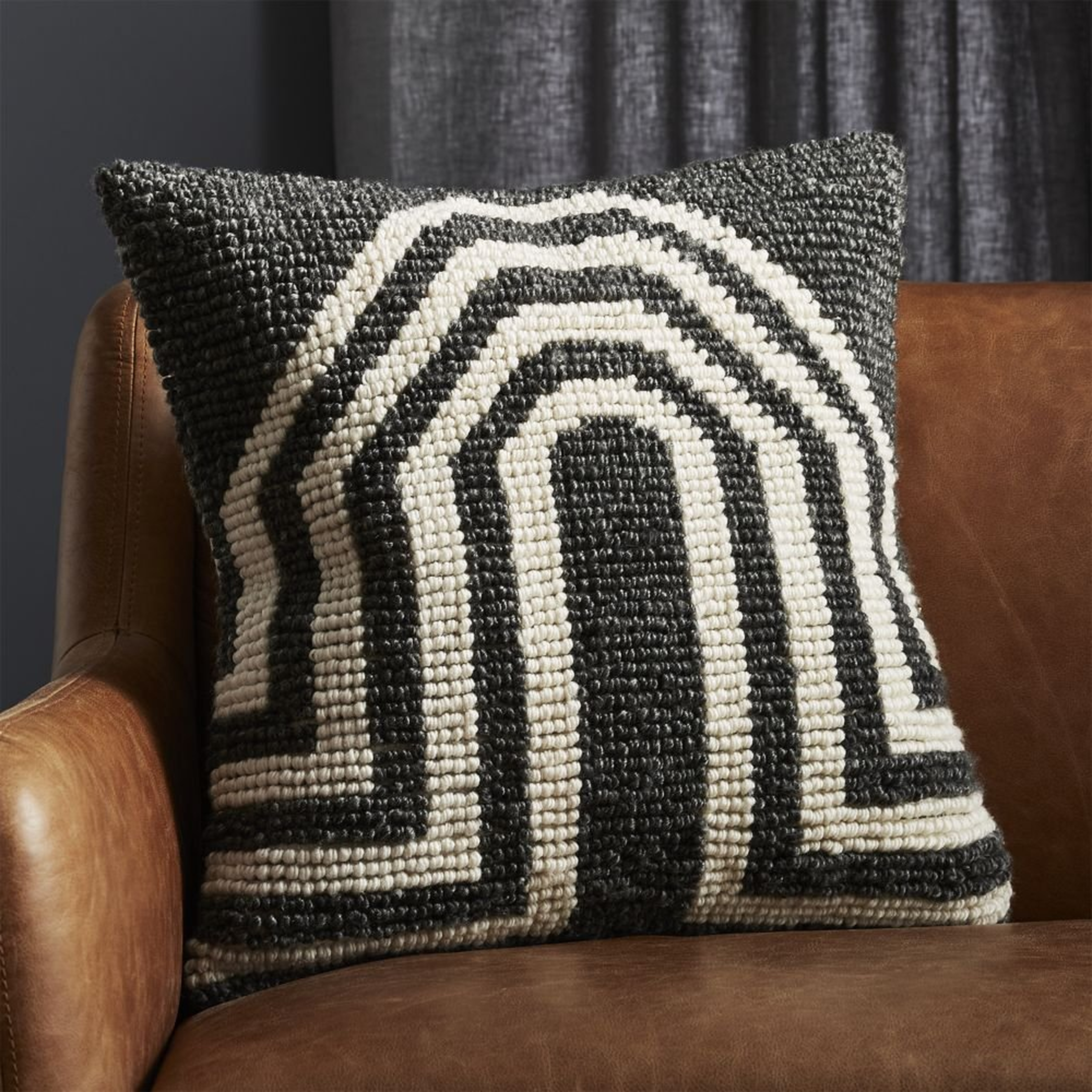 "20"" Arch Grey Pillow with Feather-Down Insert" - CB2