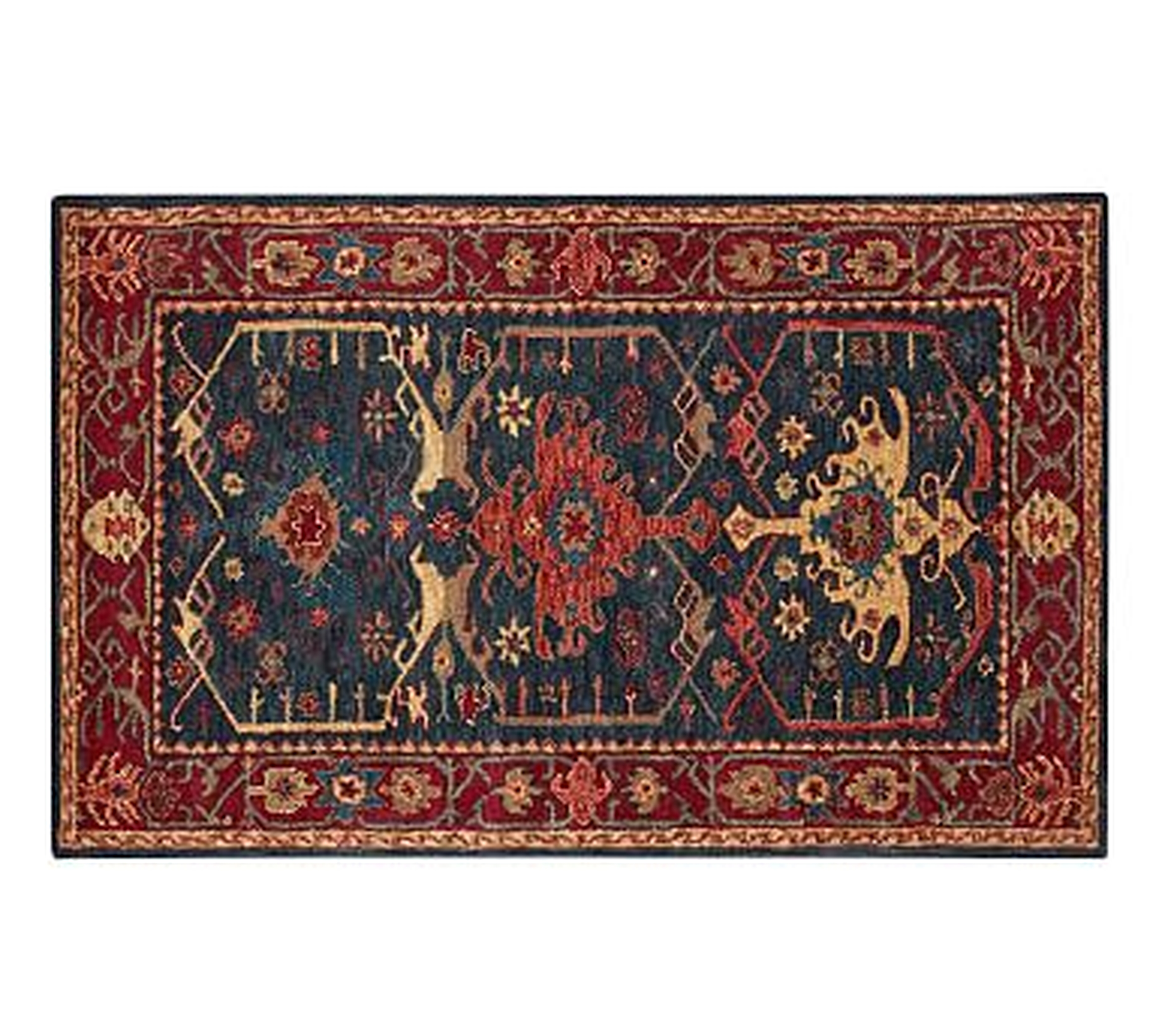Channing Persian-Style Hand Tufted Wool Rug, 5 x 8', Indigo - Pottery Barn