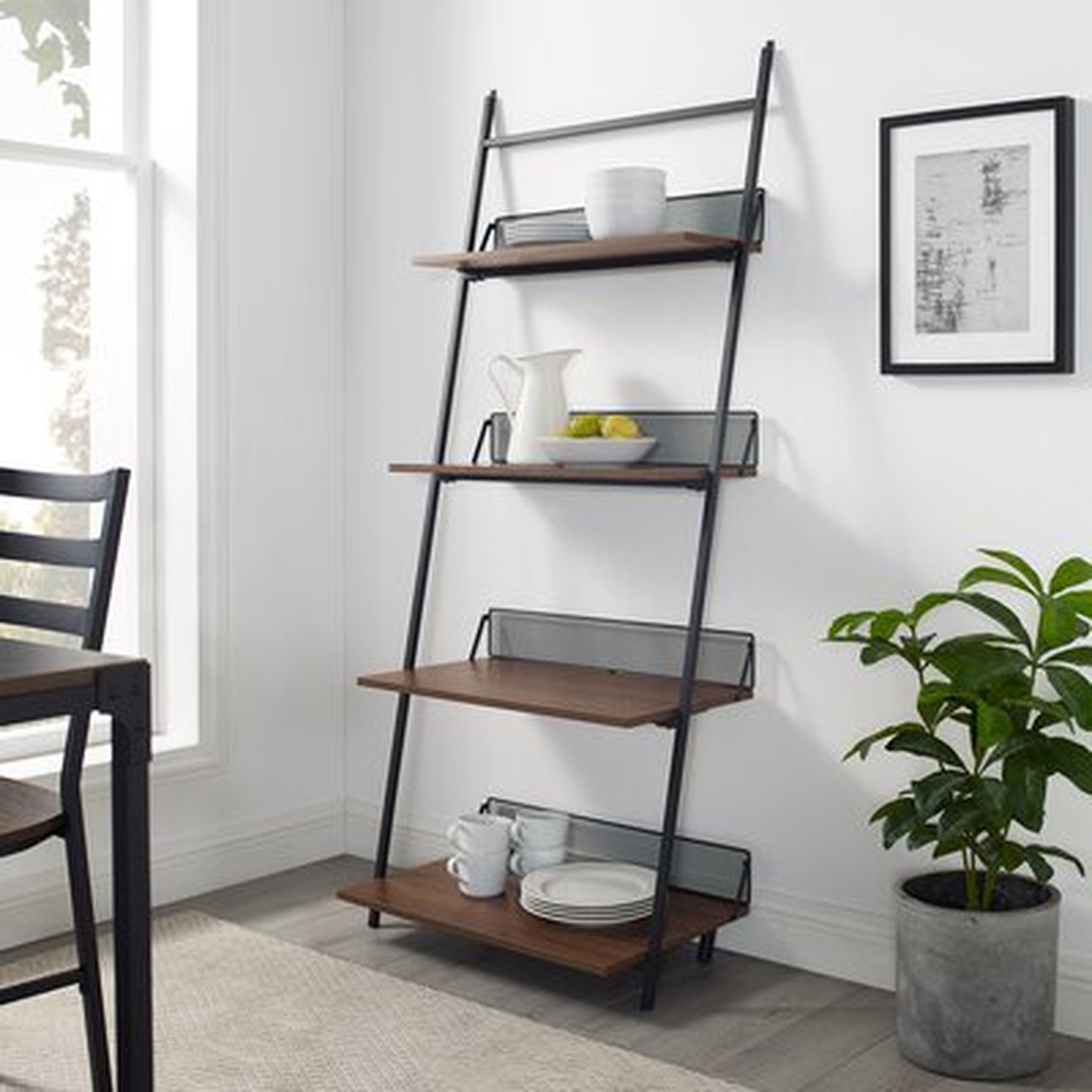 Bennington Industrial Metal and Wood Ladder Bookcase - Wayfair