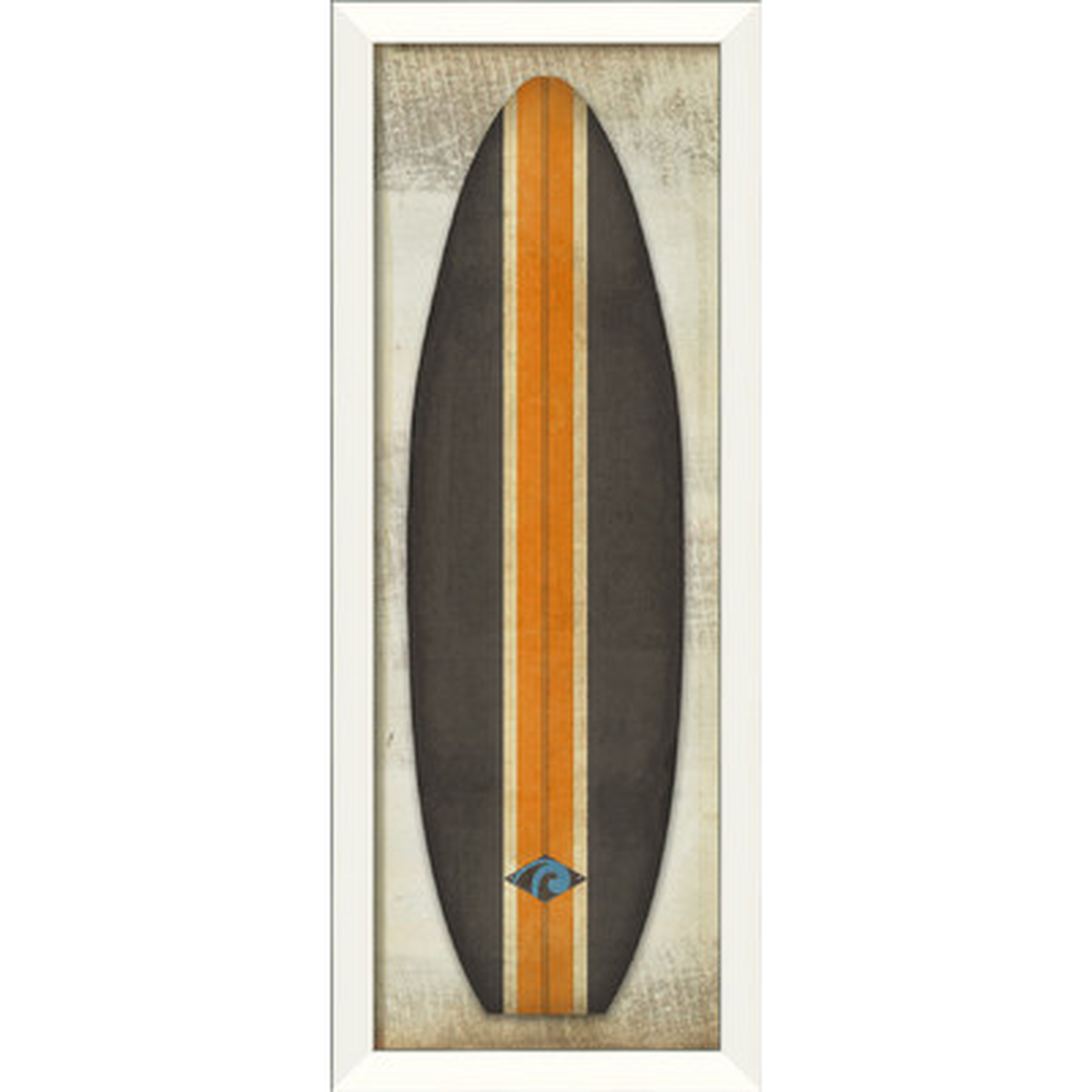 Malibu Classic Surfboard Framed Graphic Art in Orange and Black - Wayfair
