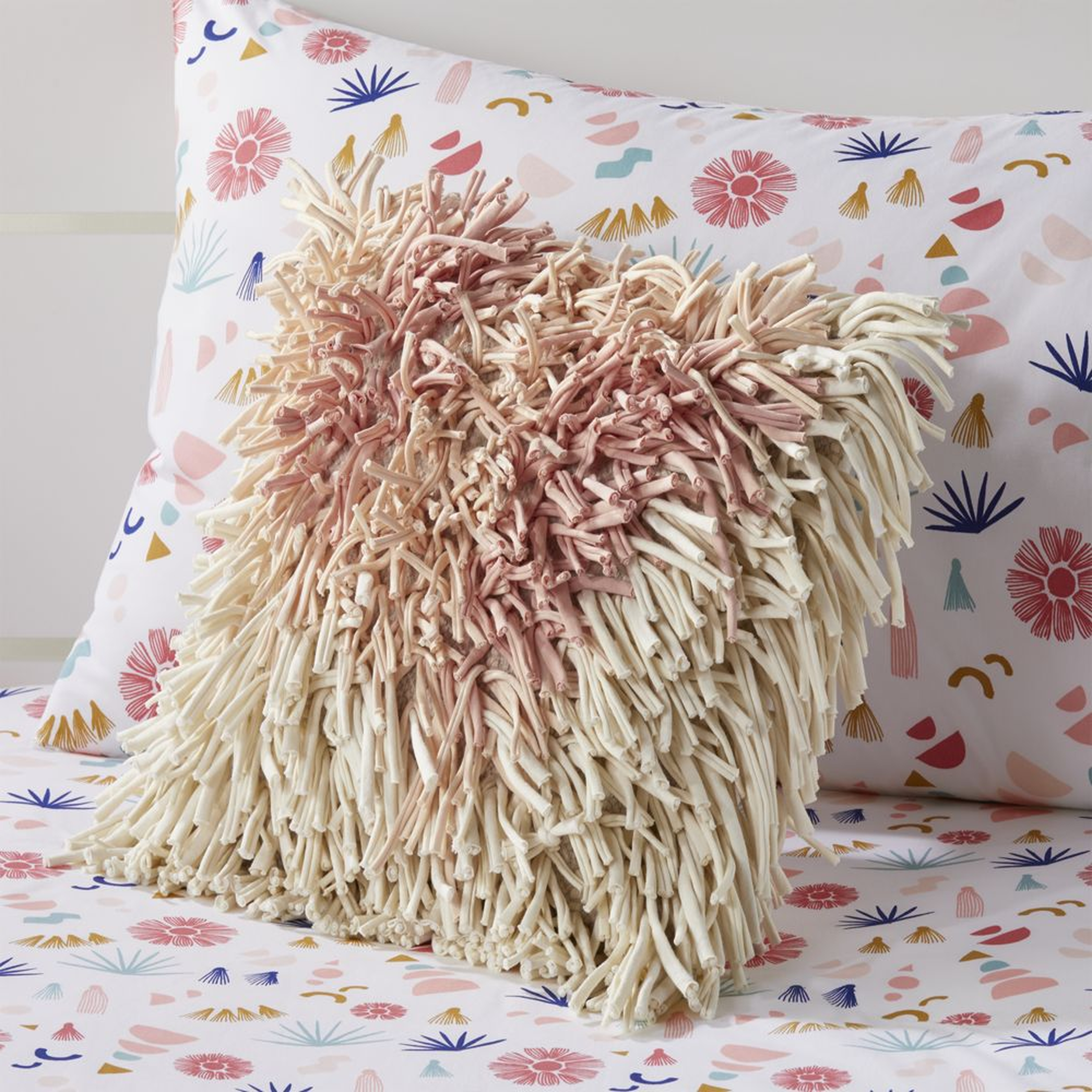 Desert Flora Flokati Throw Pillow Cover - Crate and Barrel