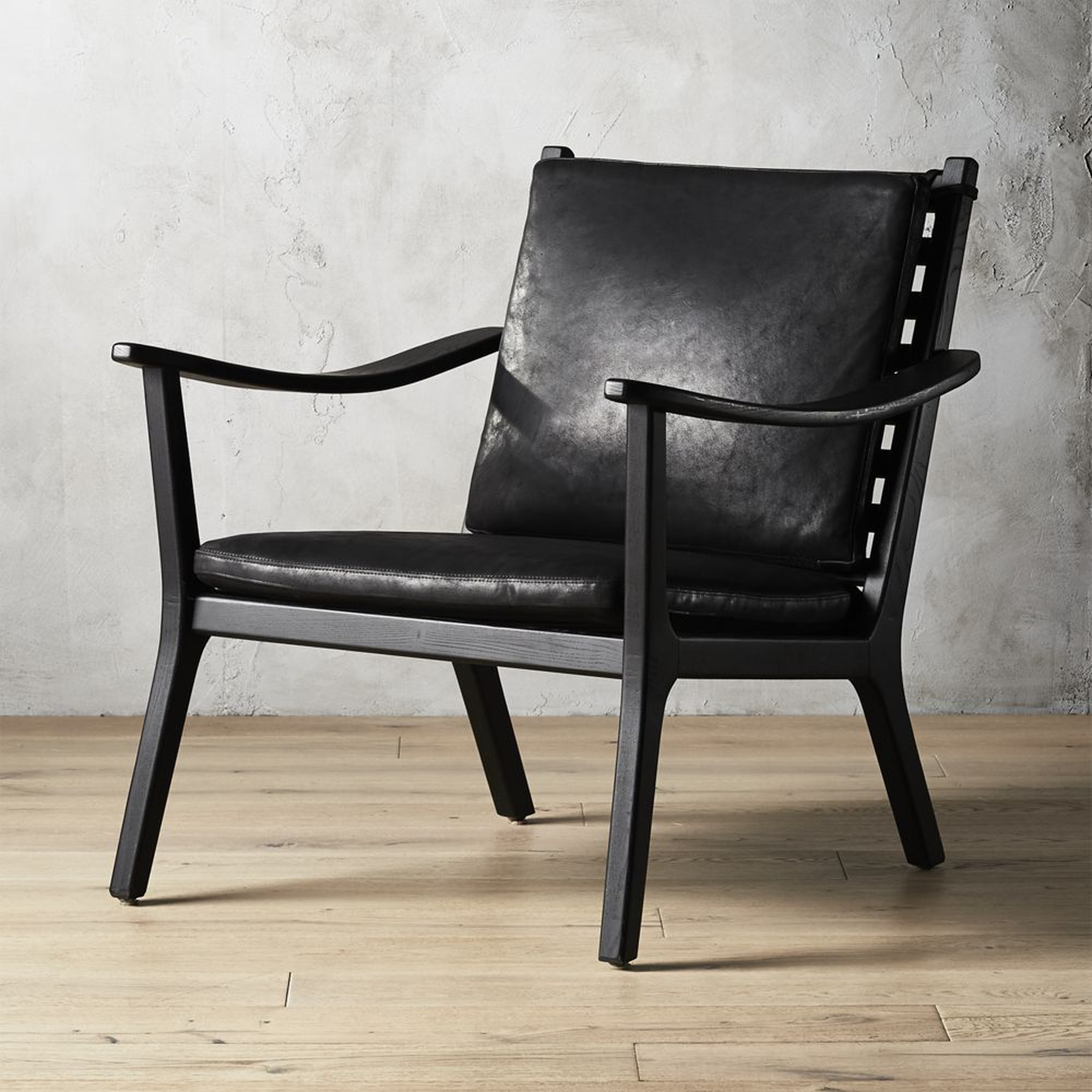 Parlay Black Leather Lounge Chair - CB2